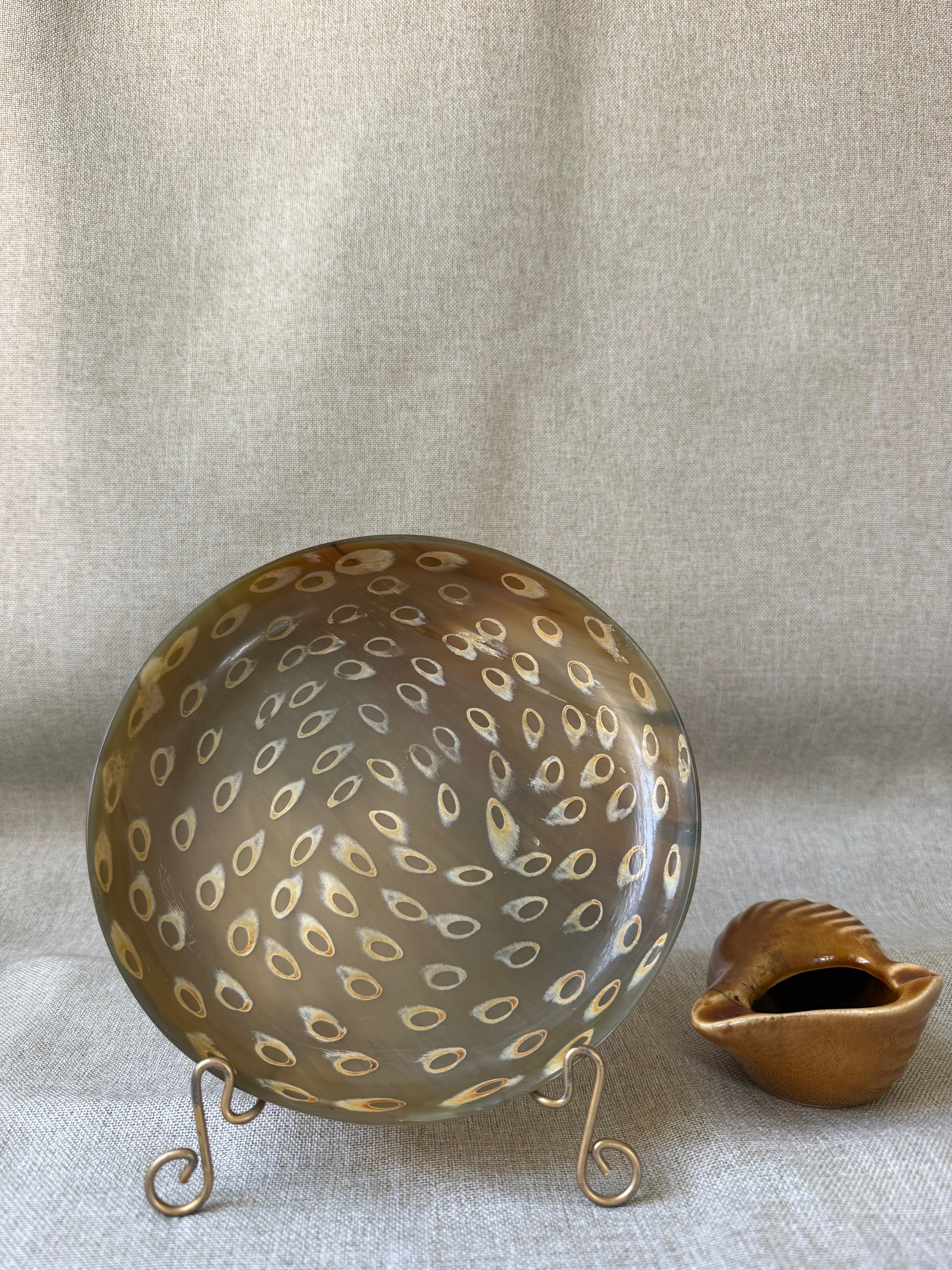 Be Home Peacock Horn Side Plate 7.5" (organic materials, artisan craftsmanship)