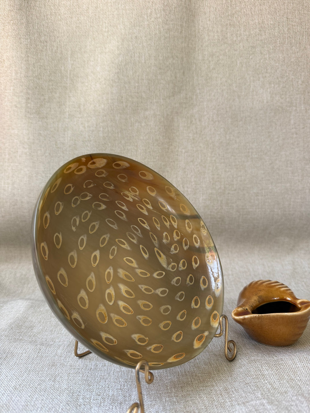 Be Home Peacock Horn Side Plate 7.5" (organic materials, artisan craftsmanship)