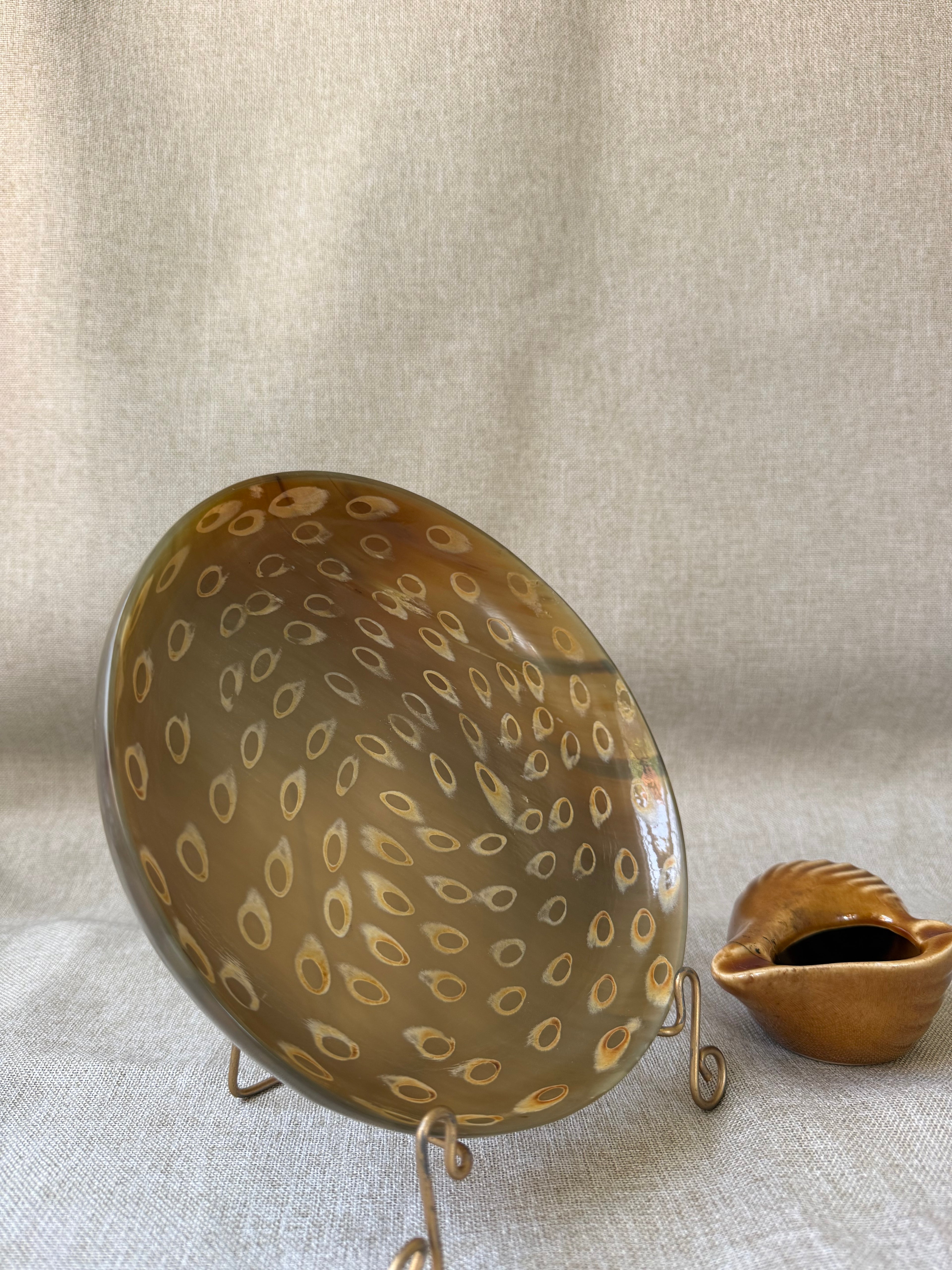 Be Home Peacock Horn Side Plate 7.5" (organic materials, artisan craftsmanship)