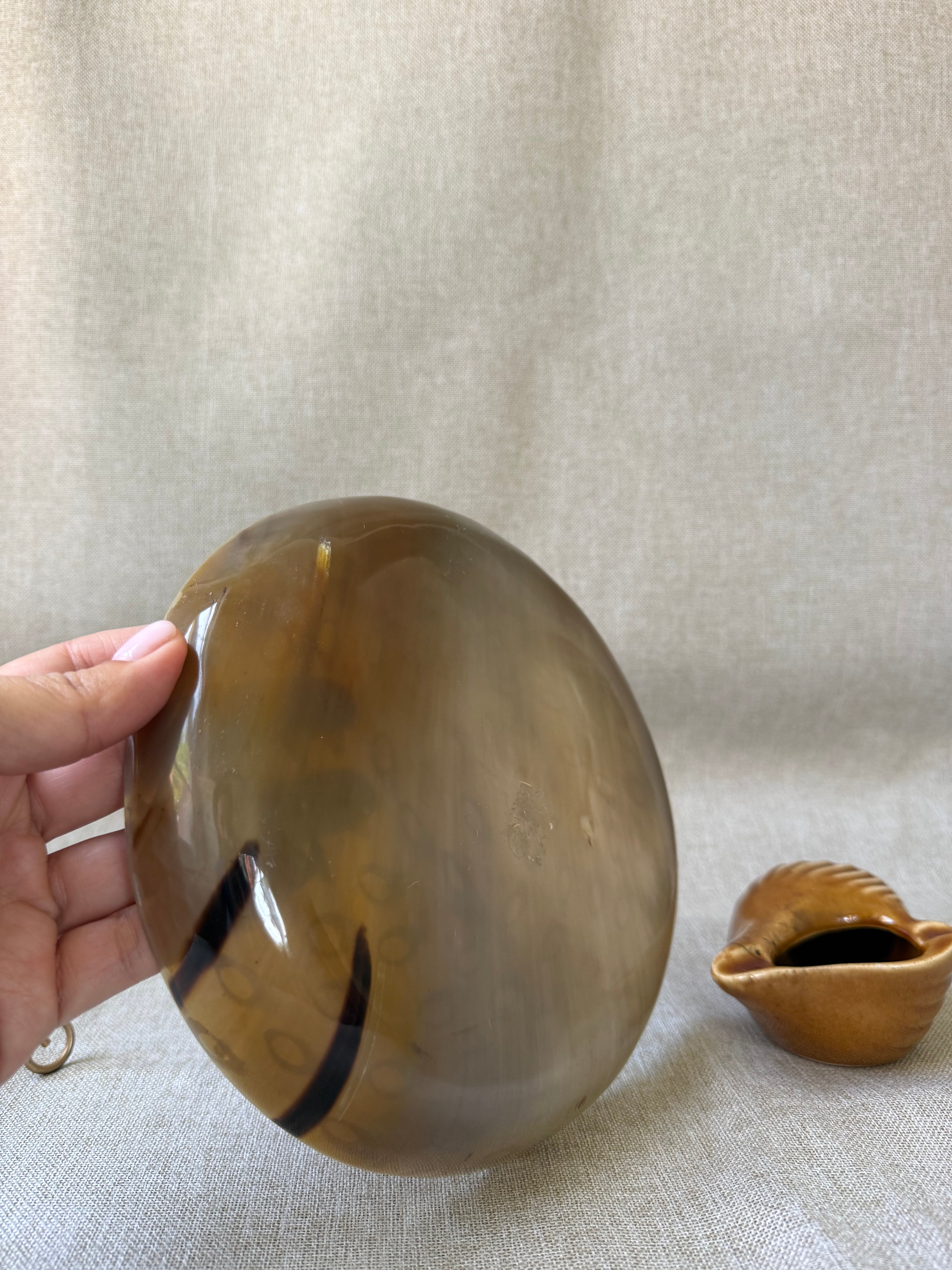 Be Home Peacock Horn Side Plate 7.5" (organic materials, artisan craftsmanship)