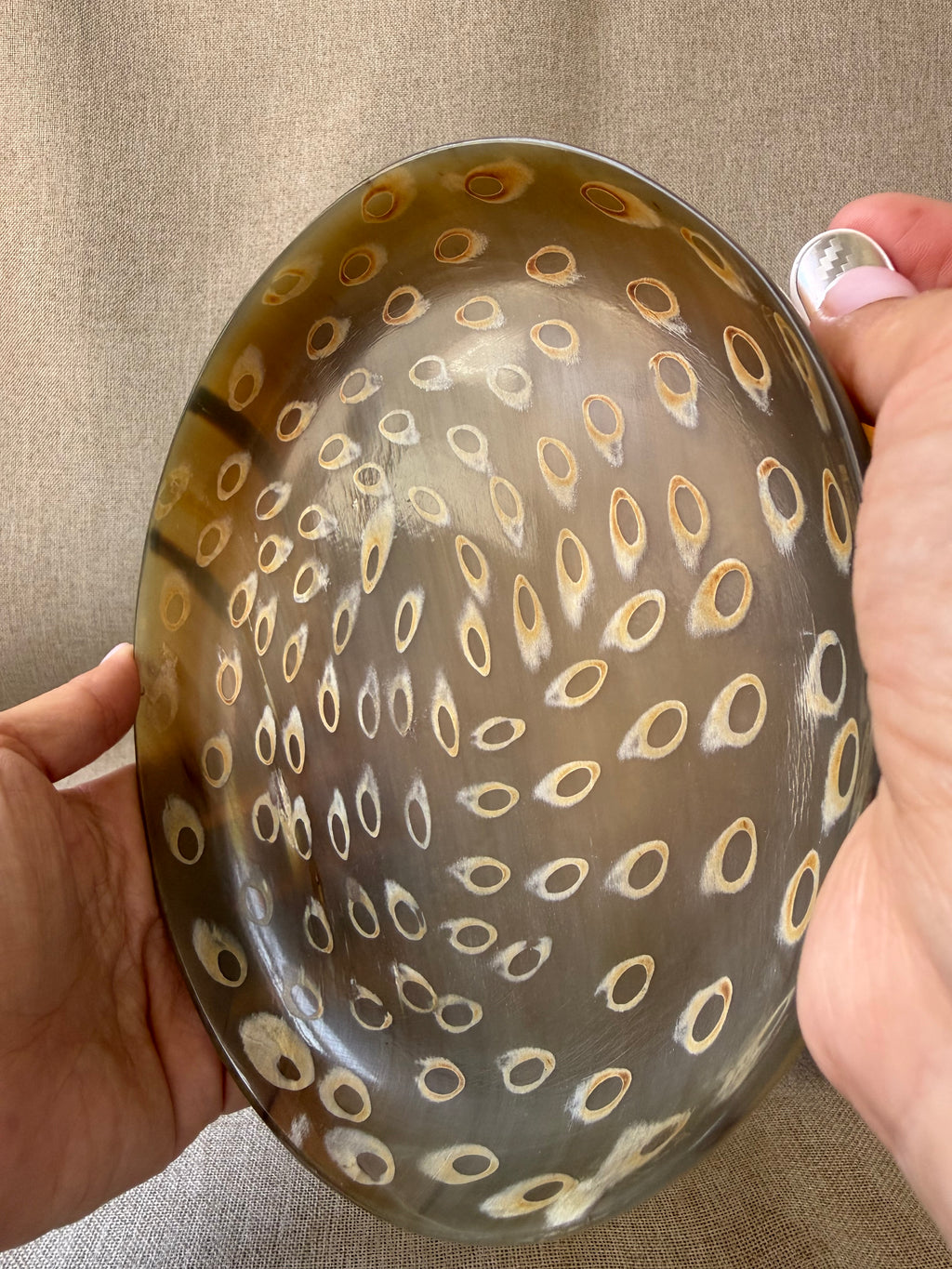 Be Home Peacock Horn Side Plate 7.5" (organic materials, artisan craftsmanship)
