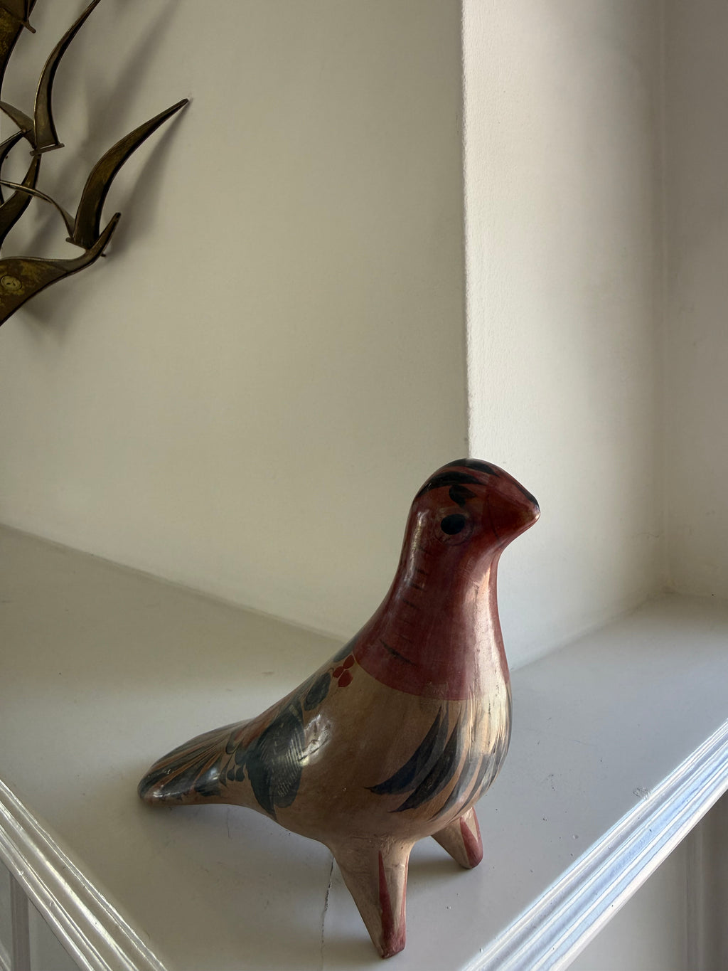 Vintage Tonola Style Mexican Hand Painted Birds (Set of 2)