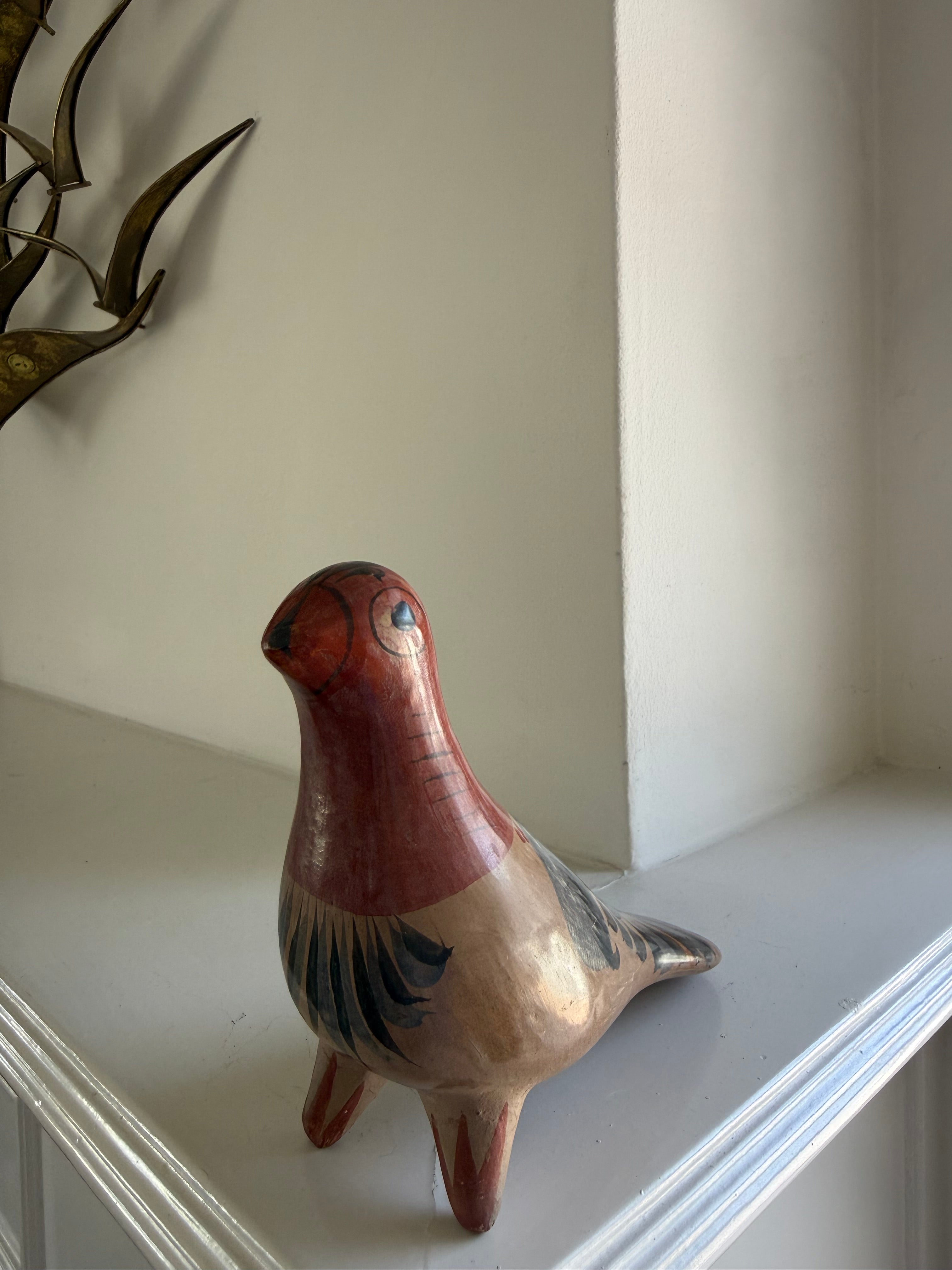 Vintage Tonola Style Mexican Hand Painted Birds (Set of 2)