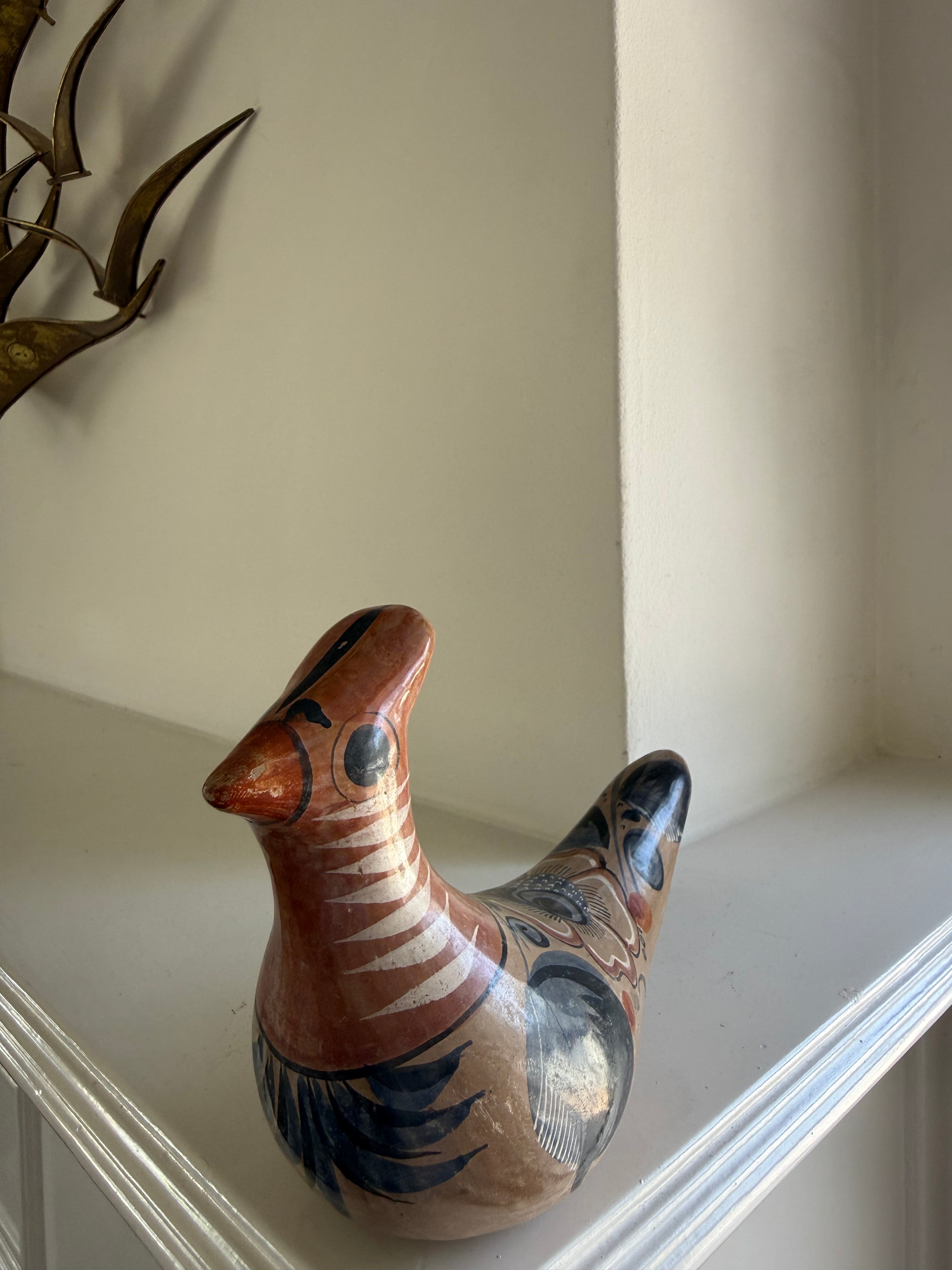 Vintage Tonola Style Mexican Hand Painted Birds (Set of 2)