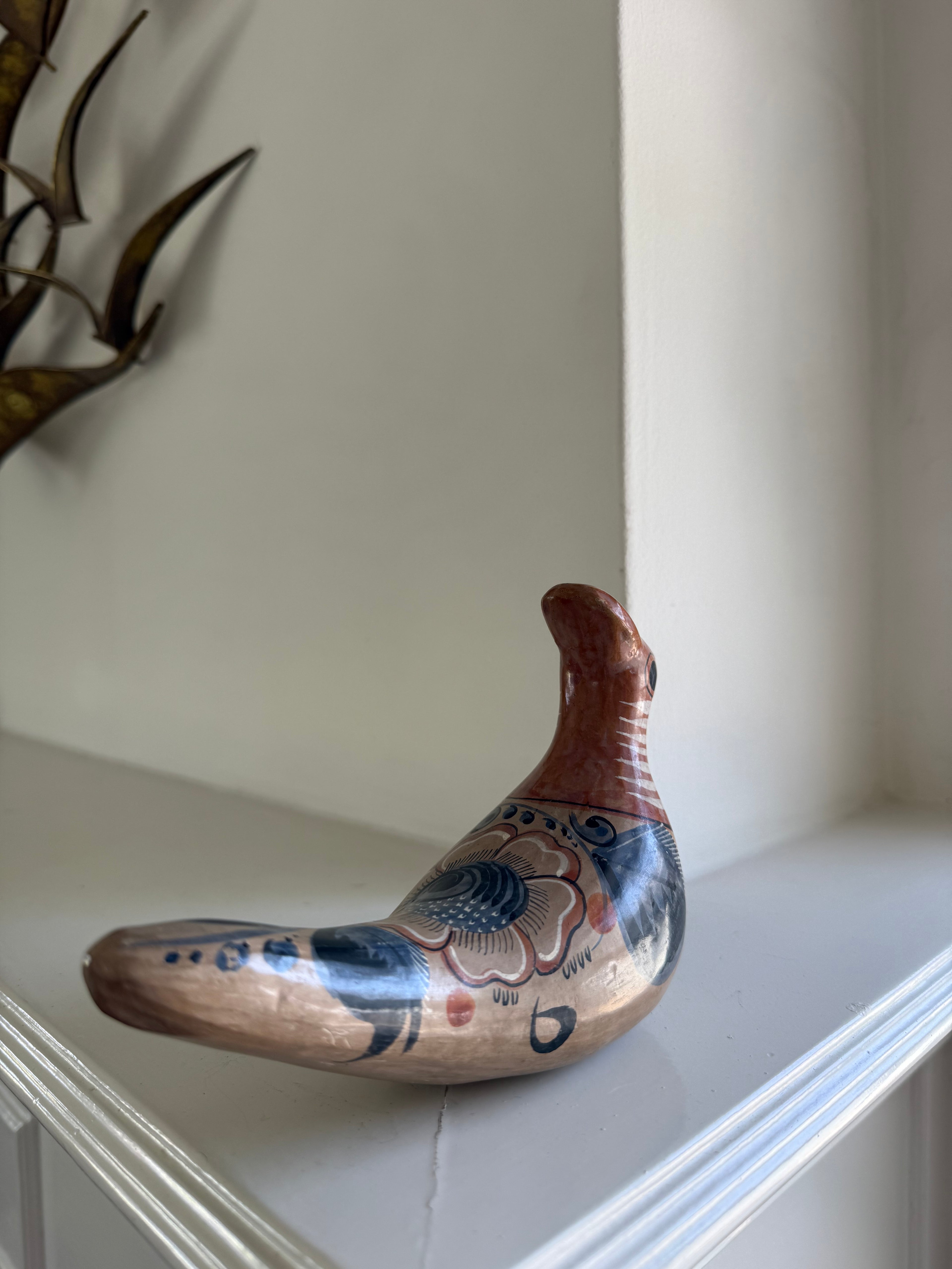 Vintage Tonola Style Mexican Hand Painted Birds (Set of 2)
