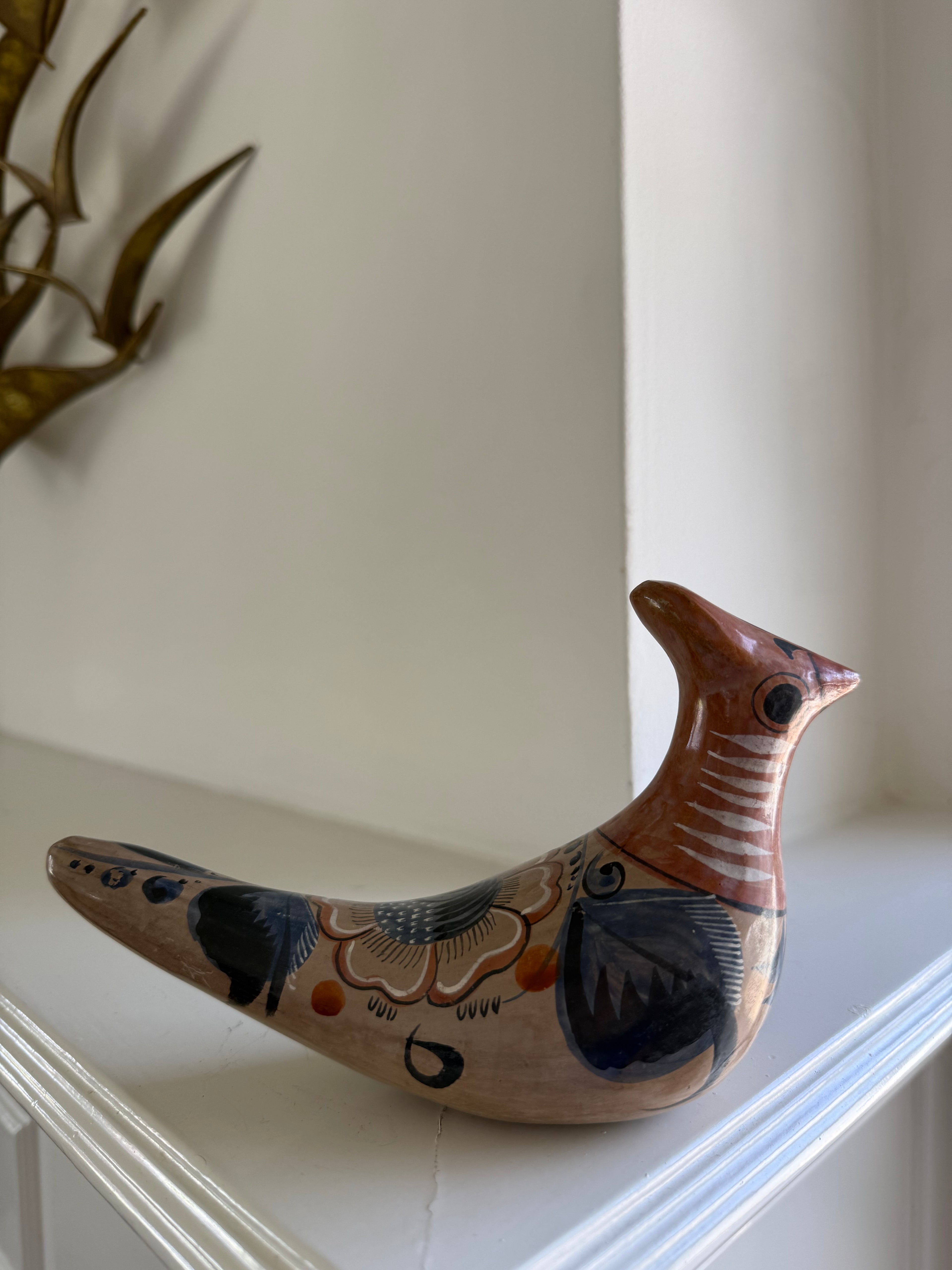 Vintage Tonola Style Mexican Hand Painted Birds (Set of 2)