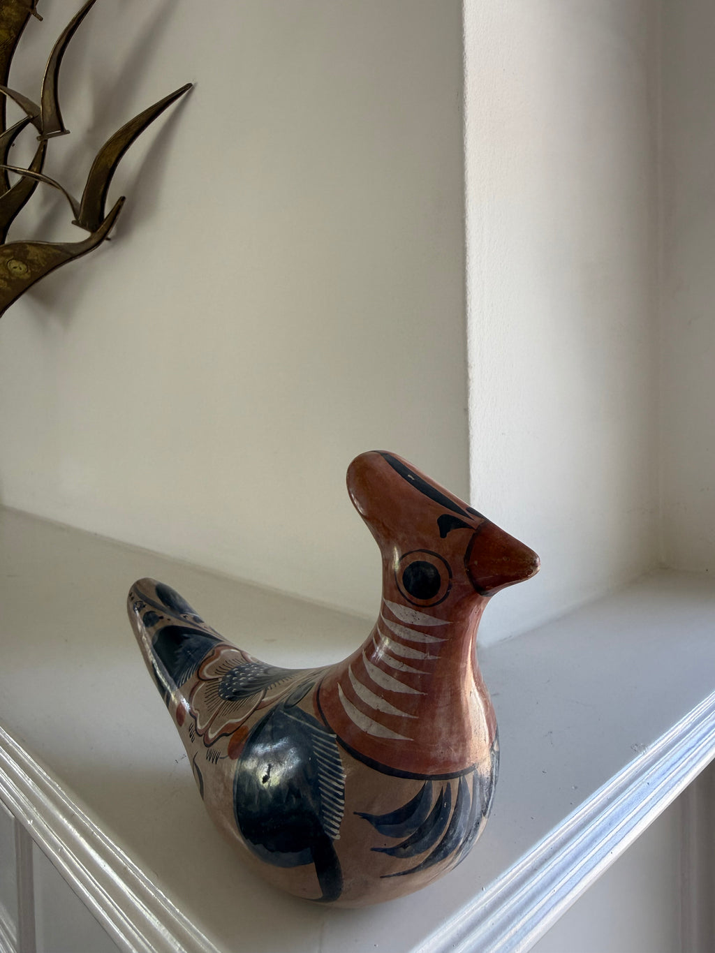 Vintage Tonola Style Mexican Hand Painted Birds (Set of 2)