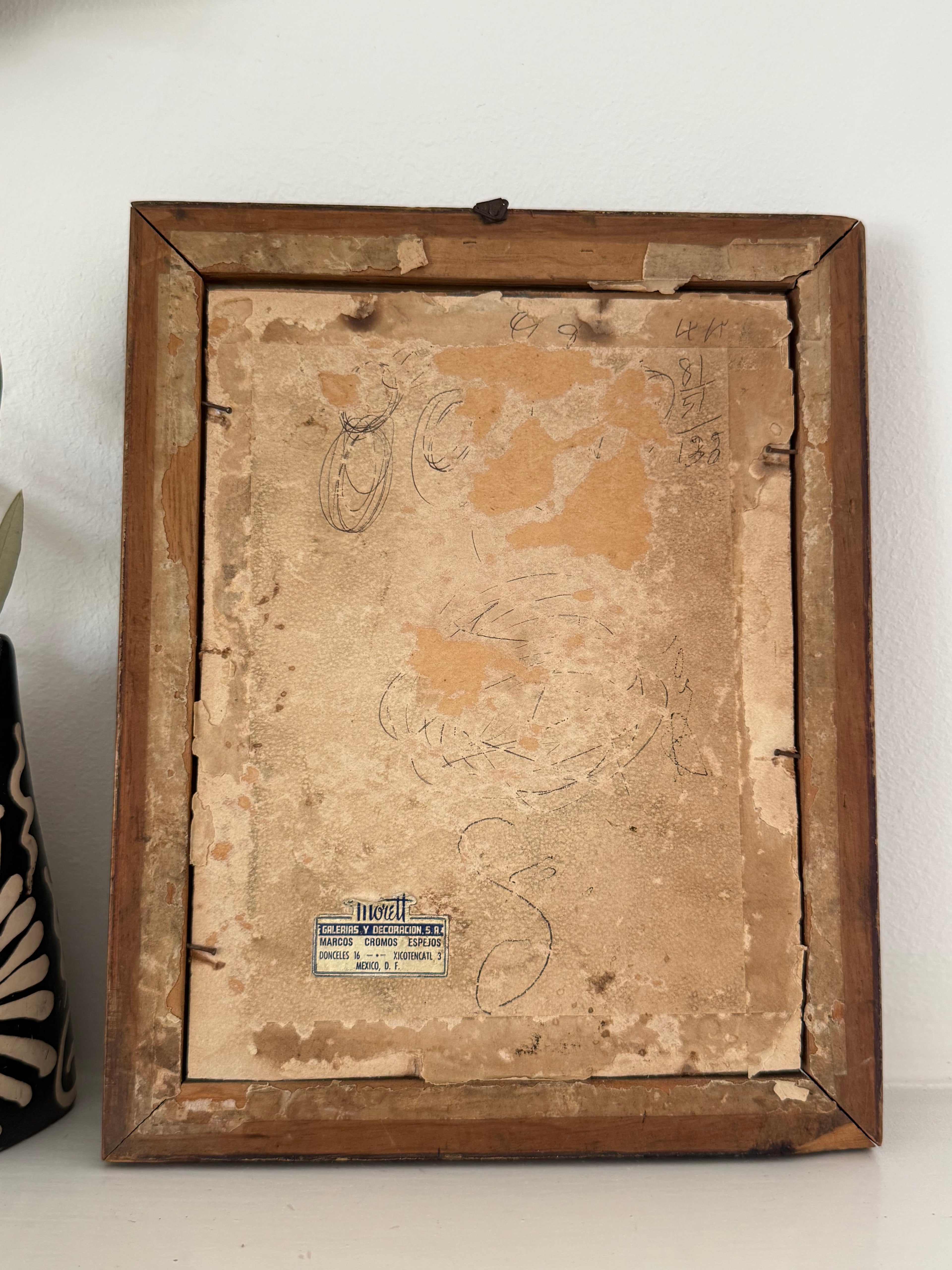 Vintage Mexican Popotillo Straw Art Framed 9.5 x 7.5 1960py)