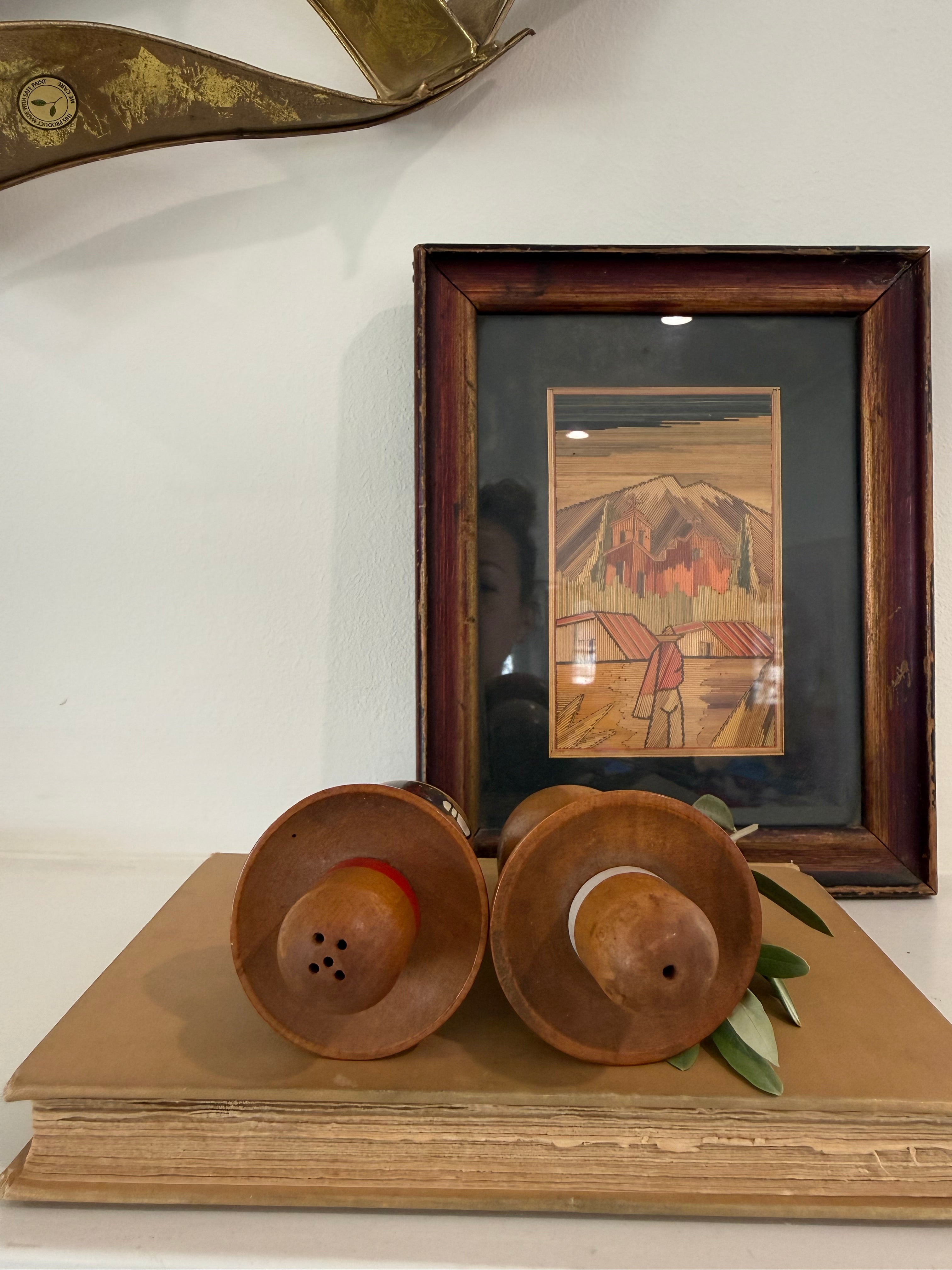 Vintage Wooden Mariachi Singer Salt and Pepper Shakers