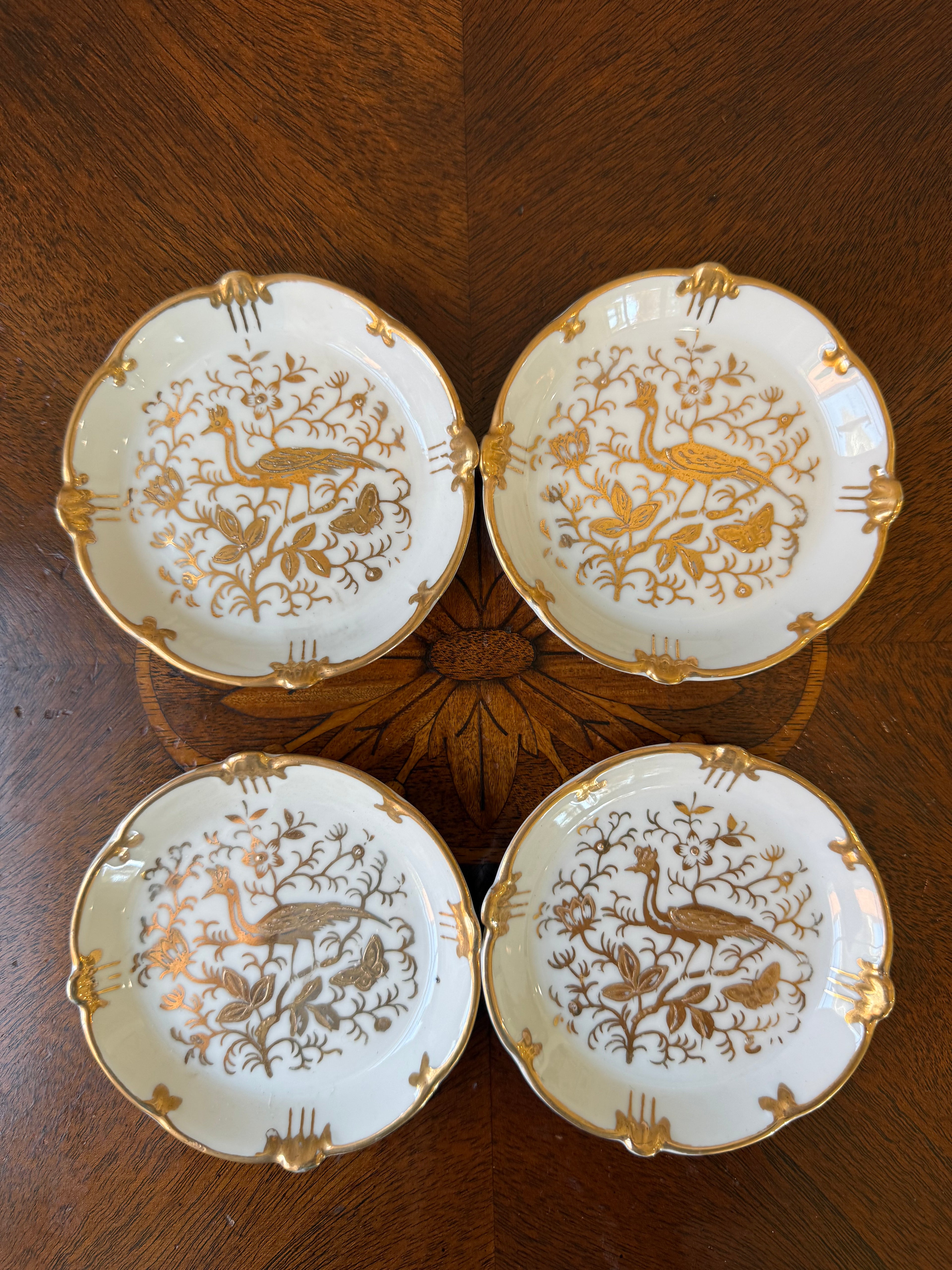 Vintage Ardalt Japan Hand Painted Gold Trim Trinket Dish Set Of 4