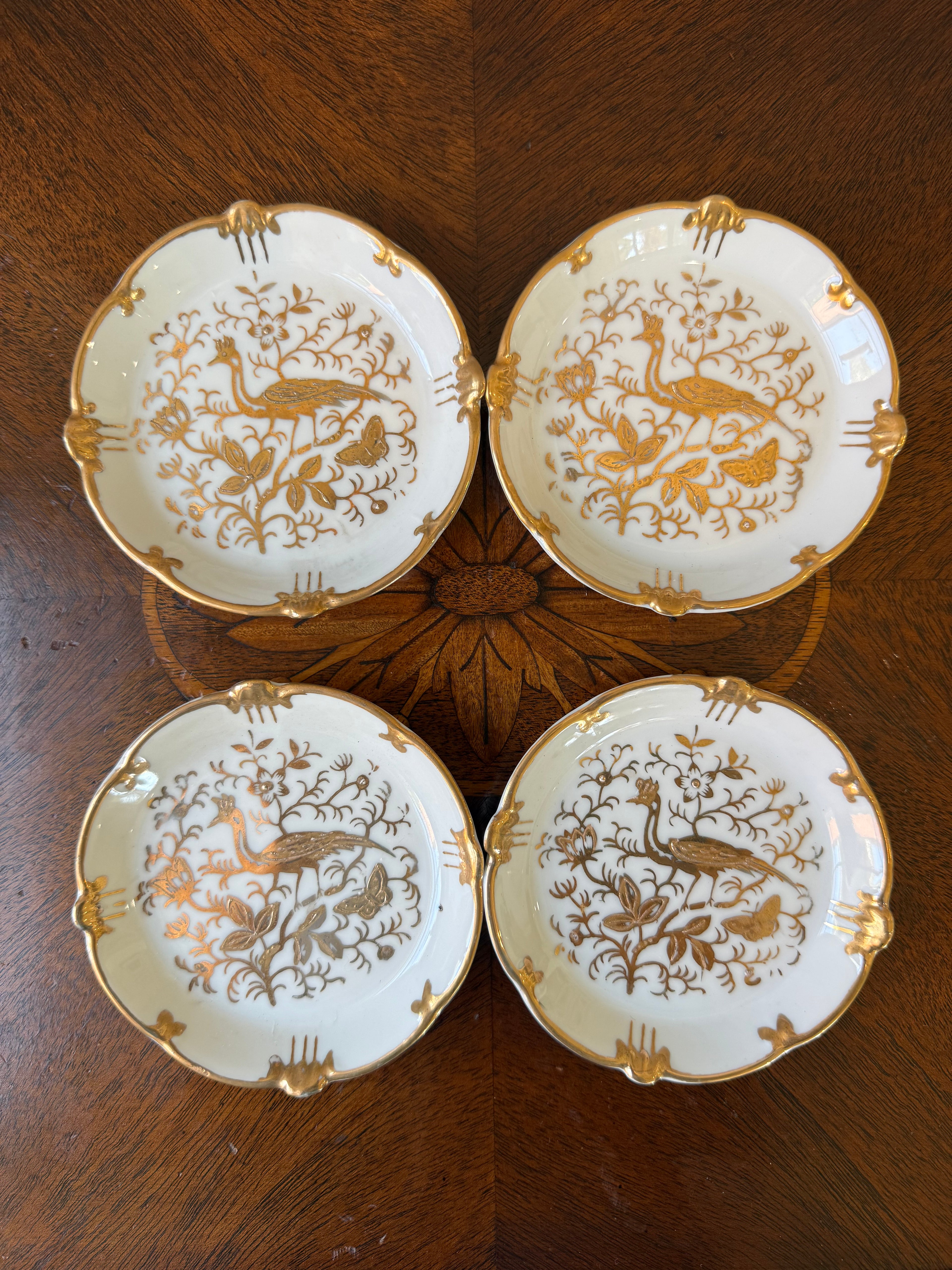 Vintage Ardalt Japan Hand Painted Gold Trim Trinket Dish Set Of 4