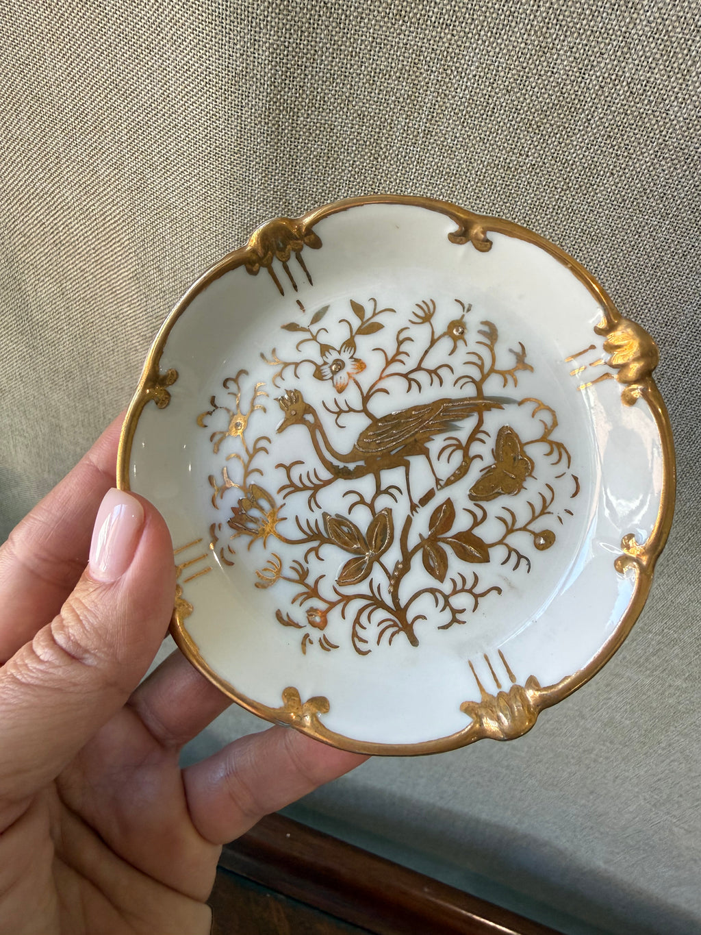 Vintage Ardalt Japan Hand Painted Gold Trim Trinket Dish Set Of 4