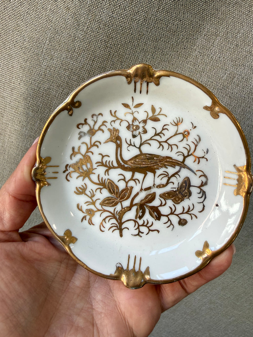Vintage Ardalt Japan Hand Painted Gold Trim Trinket Dish Set Of 4