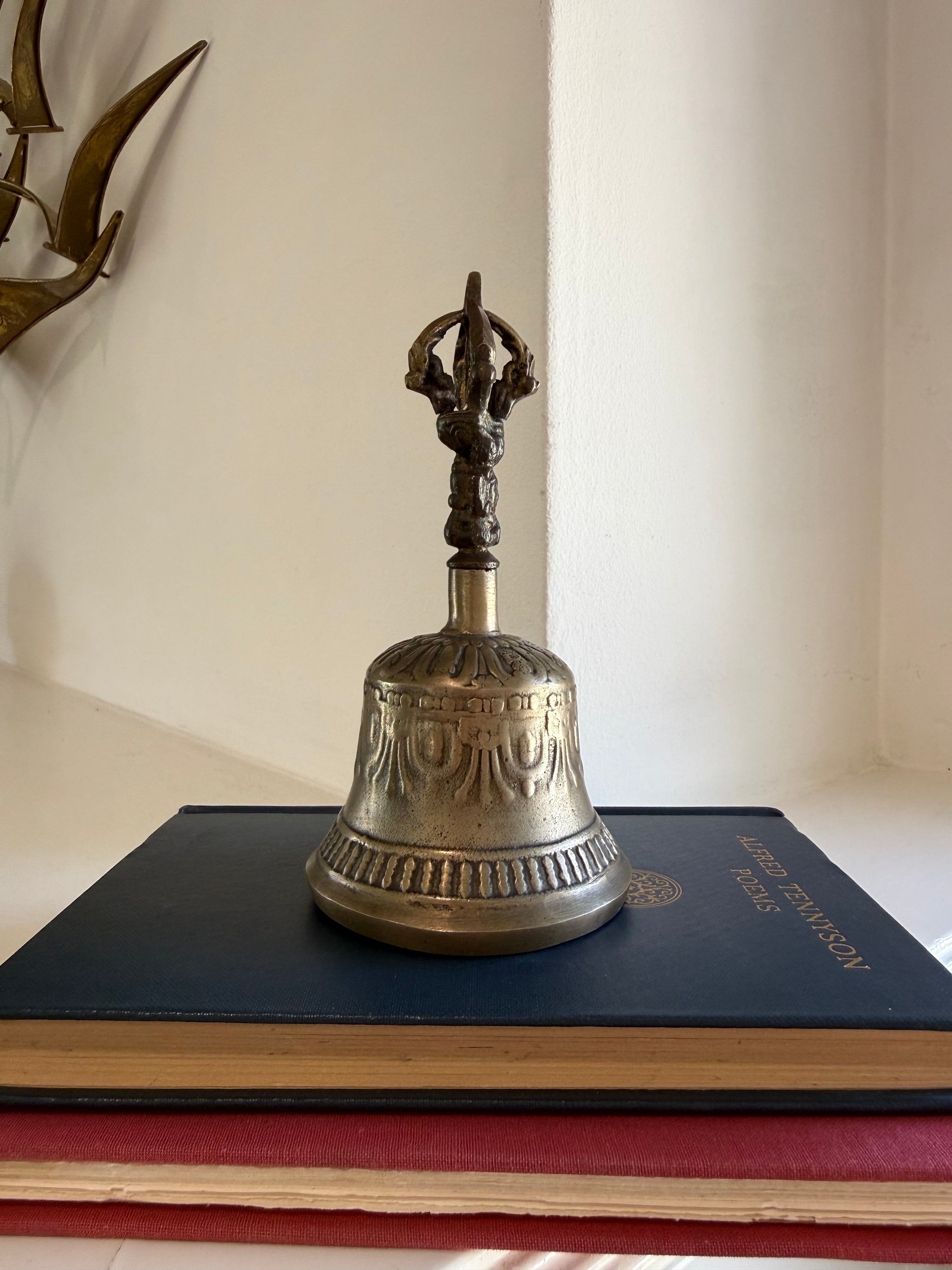 Vintage Brass Tibetan Buddhist Ghanta Bell - Ritual Meditation Altar Handbell