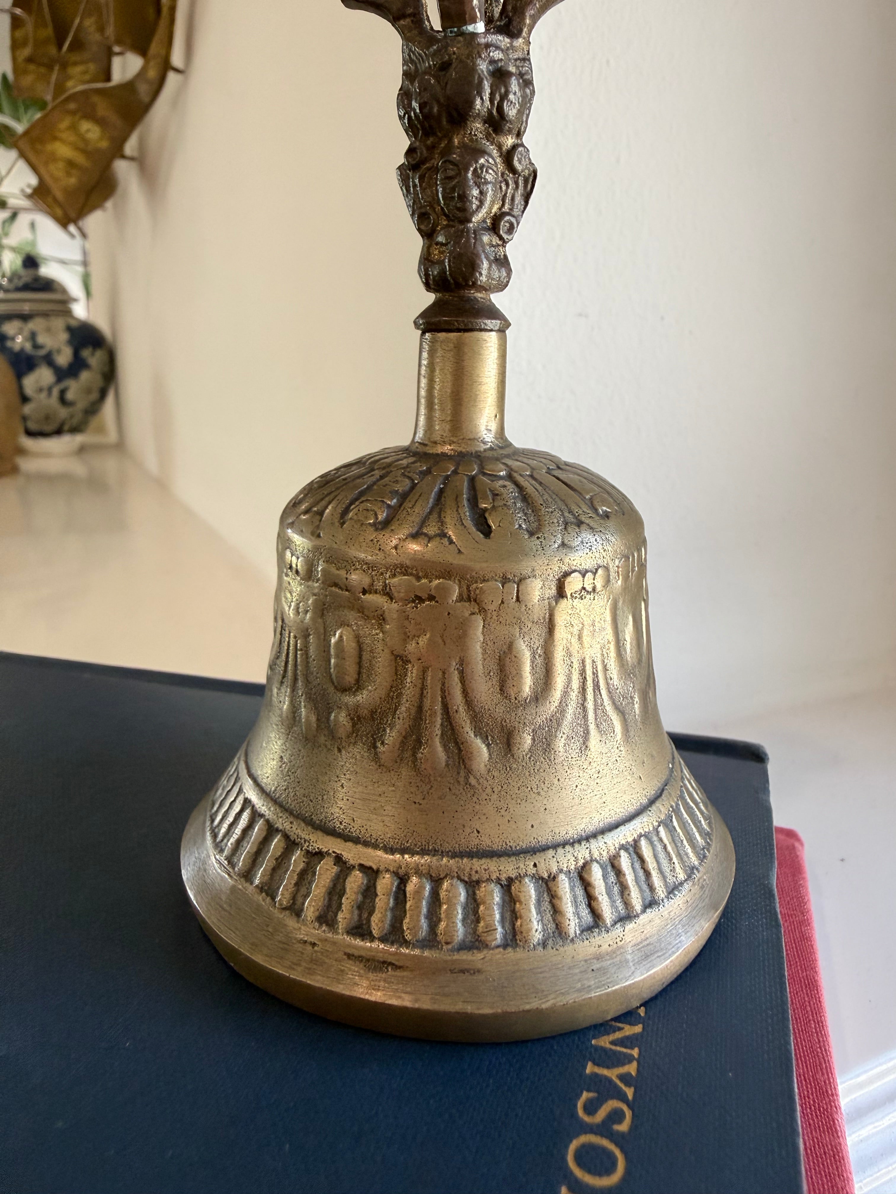 Vintage Brass Tibetan Buddhist Ghanta Bell - Ritual Meditation Altar Handbell