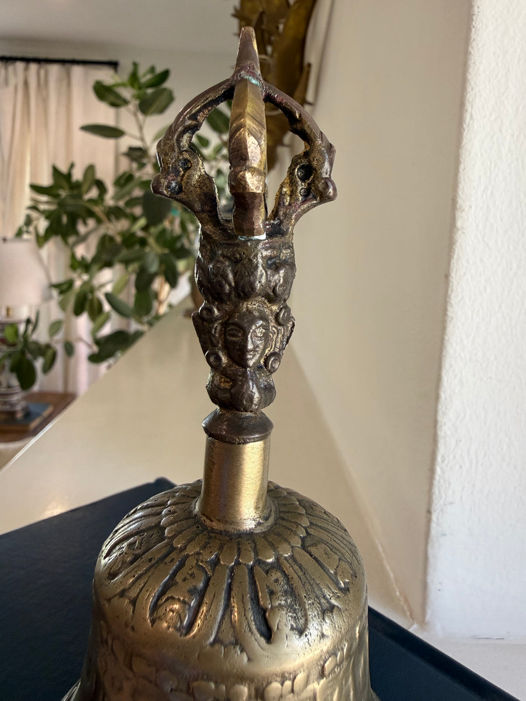 Vintage Brass Tibetan Buddhist Ghanta Bell - Ritual Meditation Altar Handbell