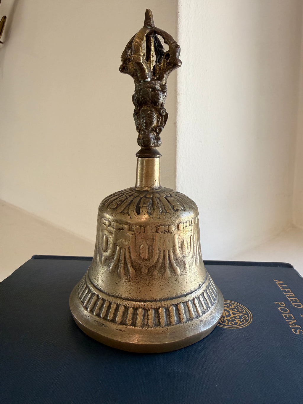 Vintage Brass Tibetan Buddhist Ghanta Bell - Ritual Meditation Altar Handbell