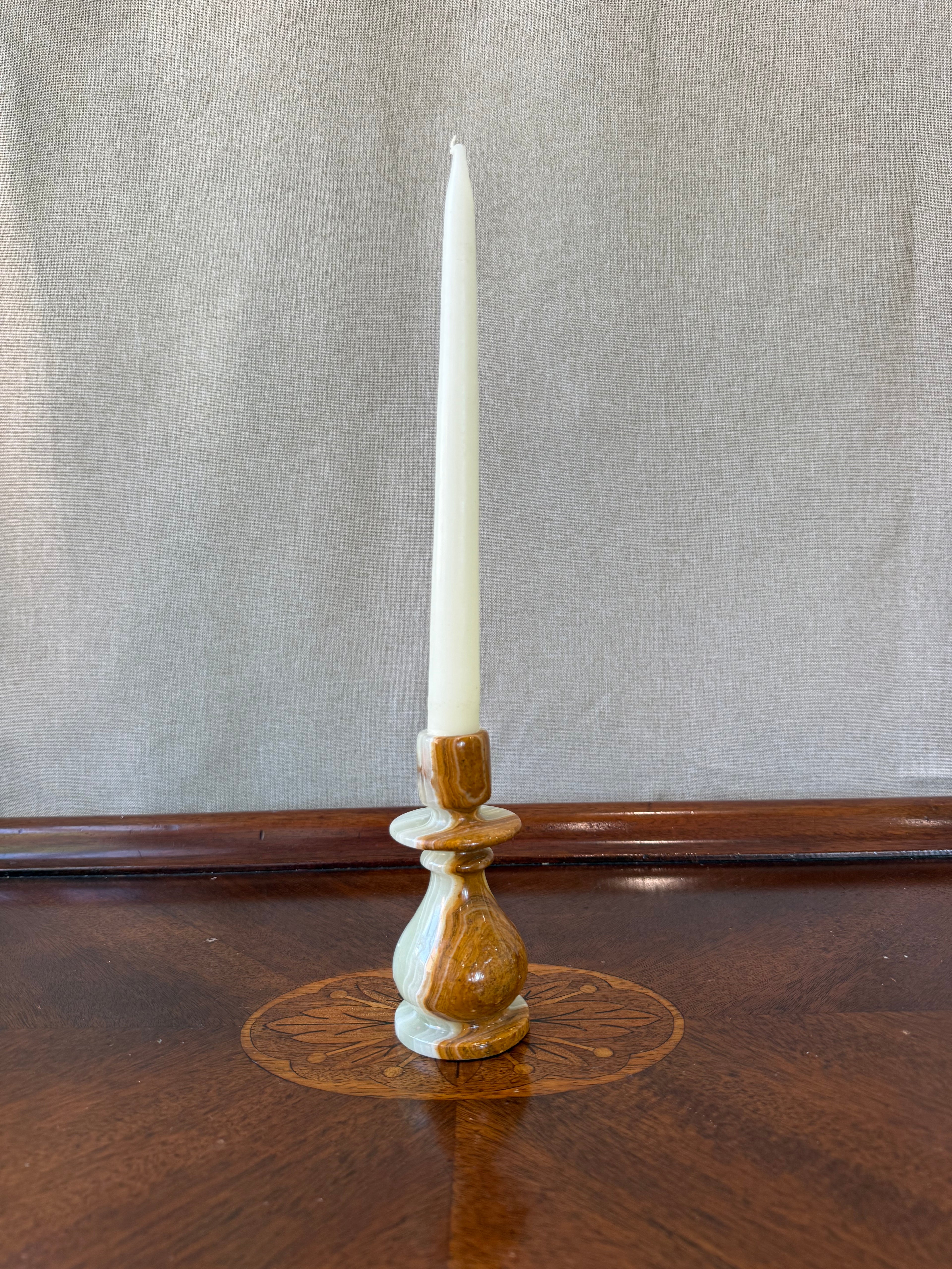 Vintage Handcrafted Onyx Candlestick Holder
