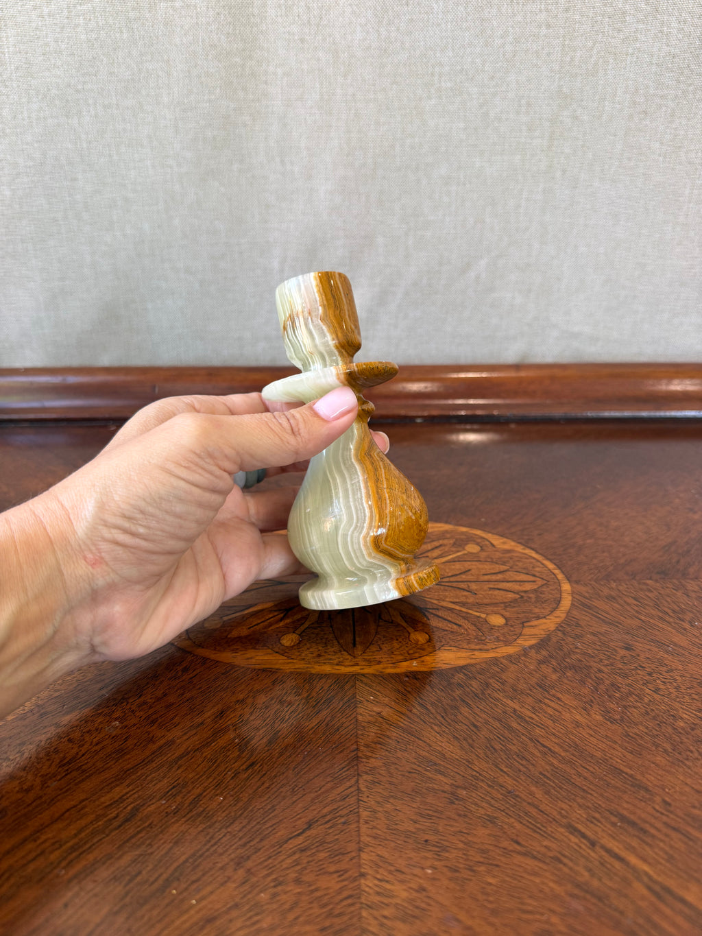 Vintage Handcrafted Onyx Candlestick Holder