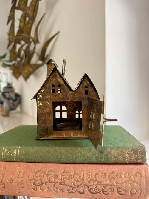 MCM Brass Hanging Cottage Candle Holder