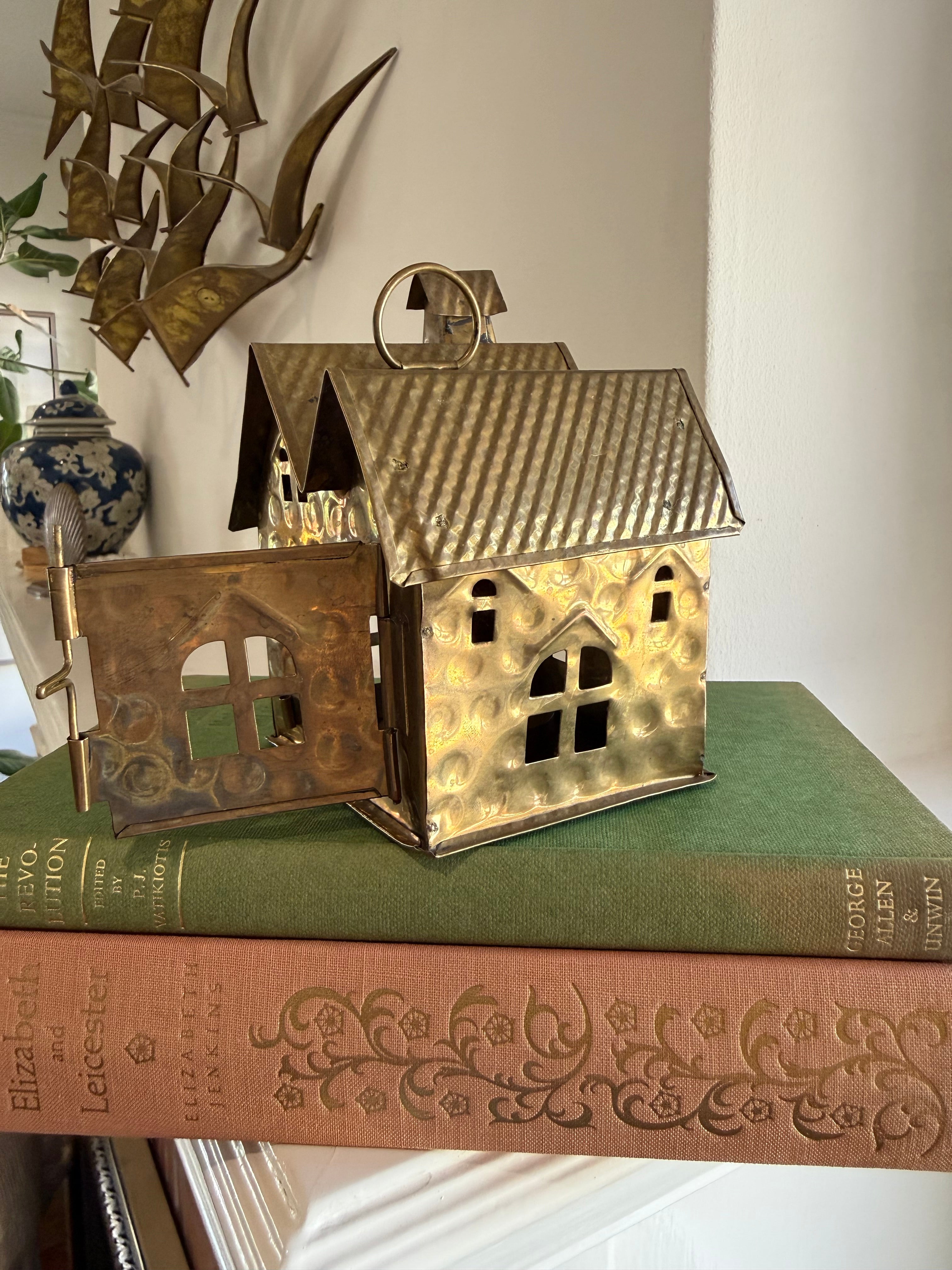MCM Brass Hanging Cottage Candle Holder