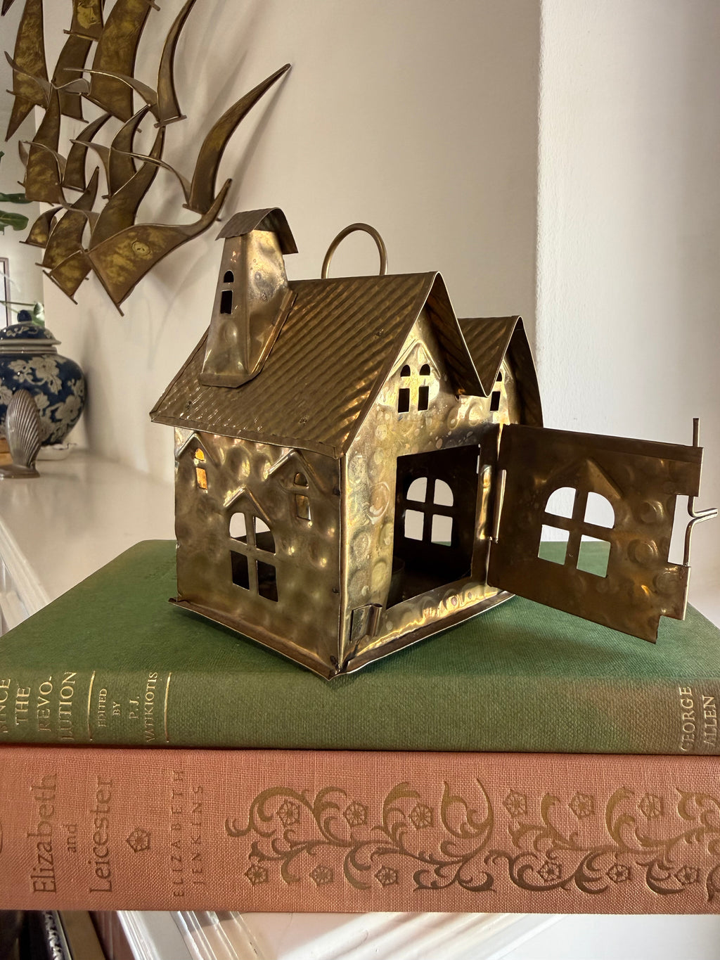 MCM Brass Hanging Cottage Candle Holder