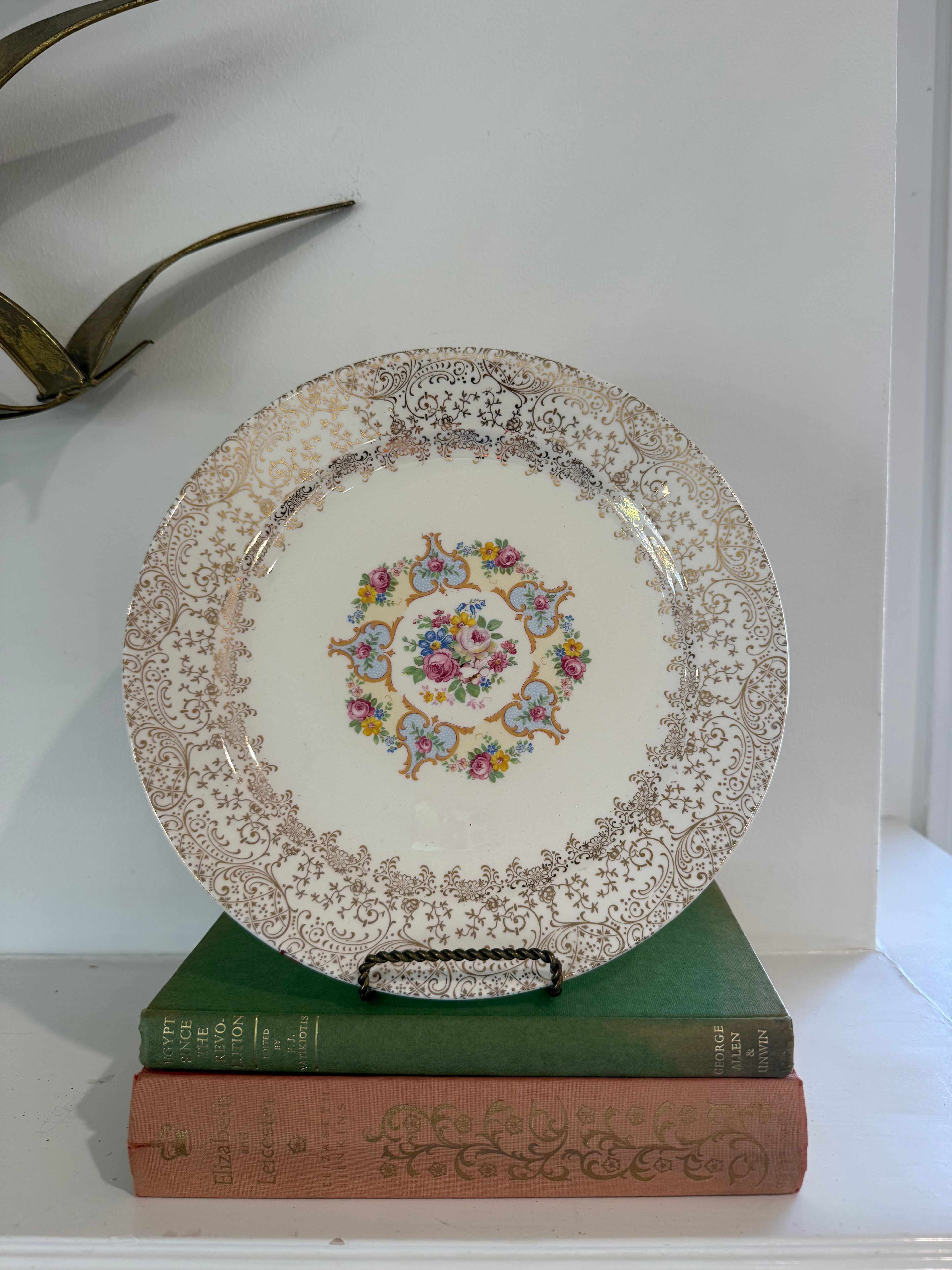 Vintage Lamode Parisian 10" Dinner Plate Santa Rosa Pattern 22k Gold