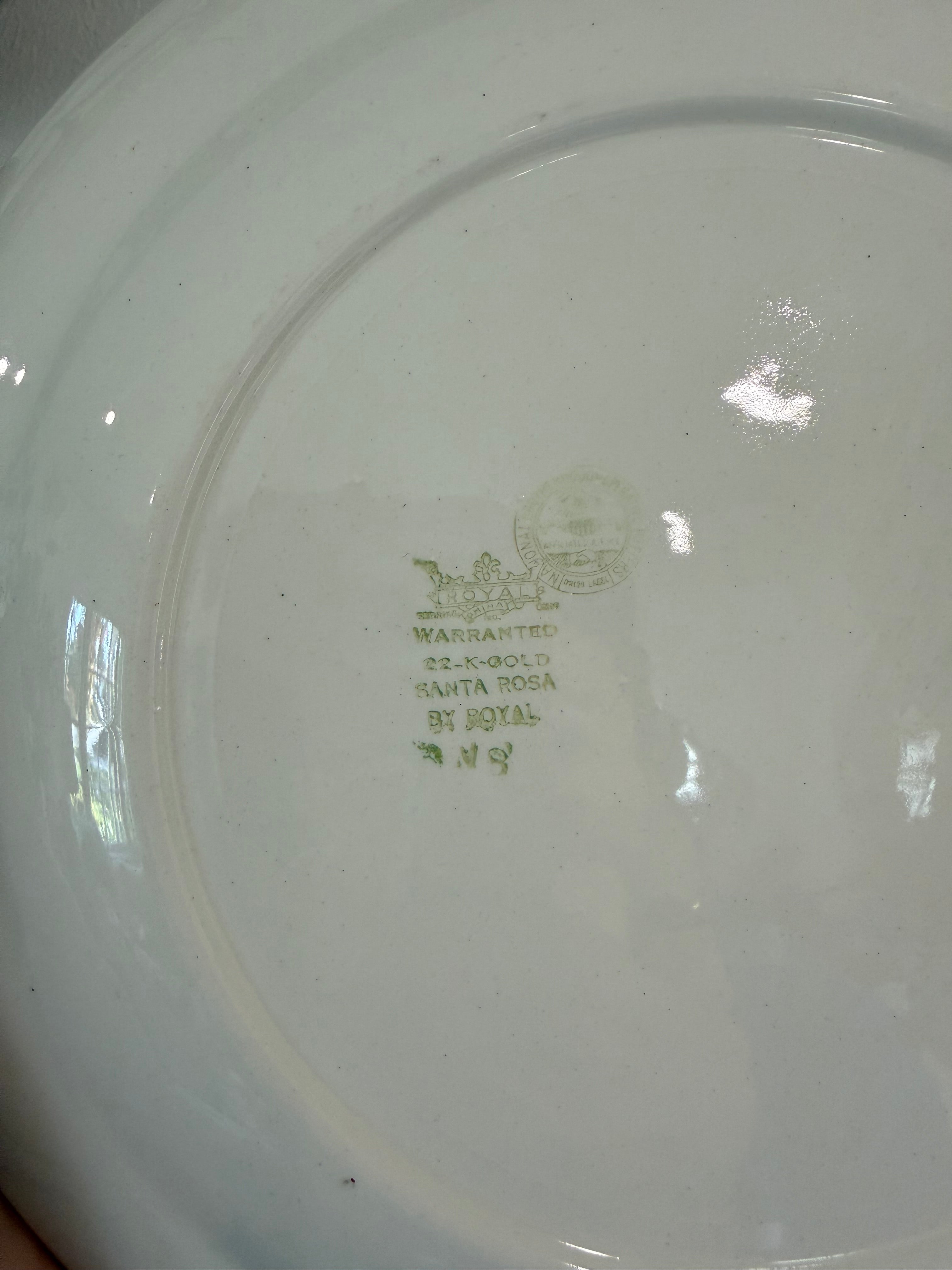 Vintage Lamode Parisian 10" Dinner Plate Santa Rosa Pattern 22k Gold