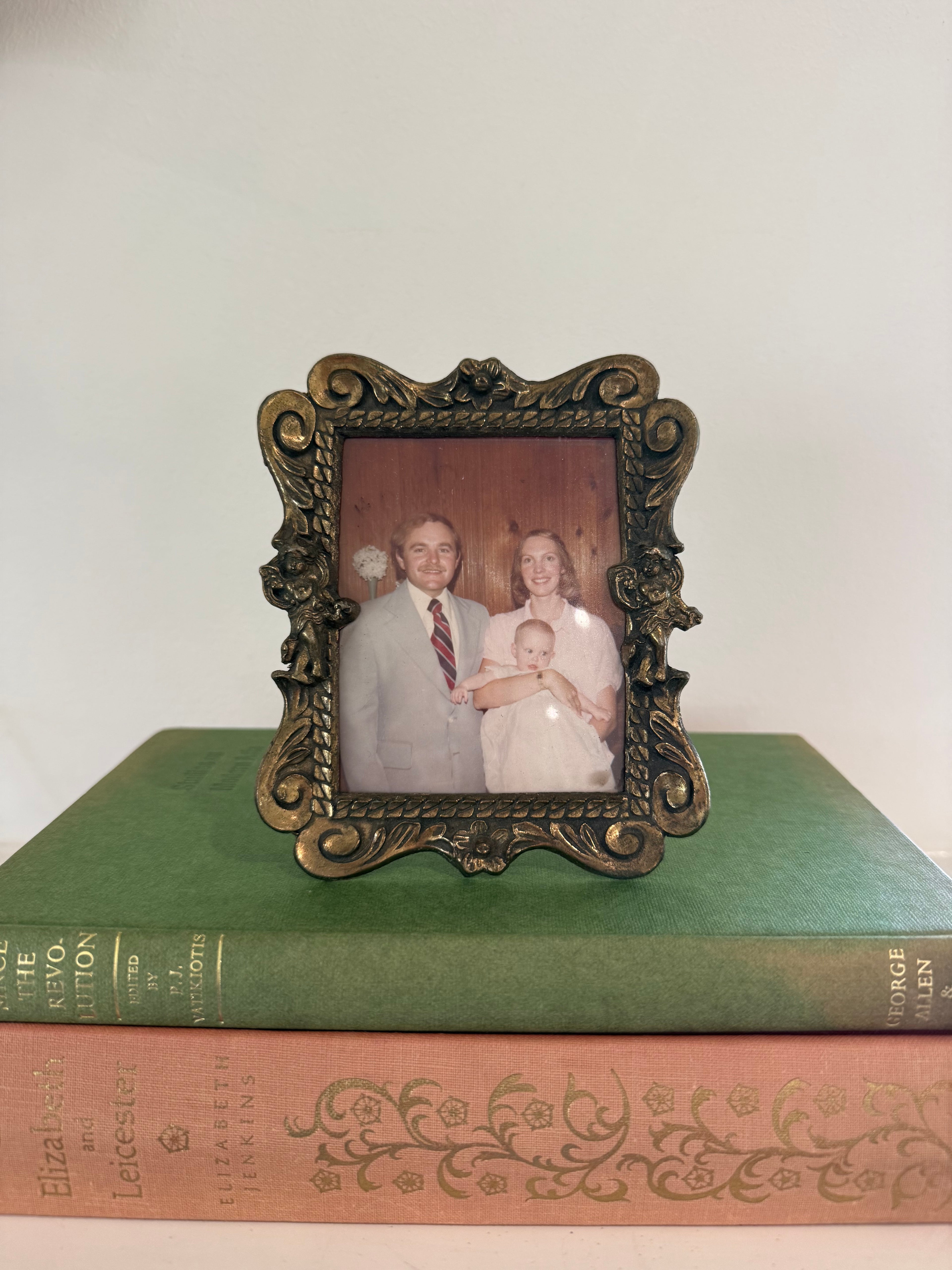 Vintage Ornate Brass-Tone Mini Picture Frame 4x5