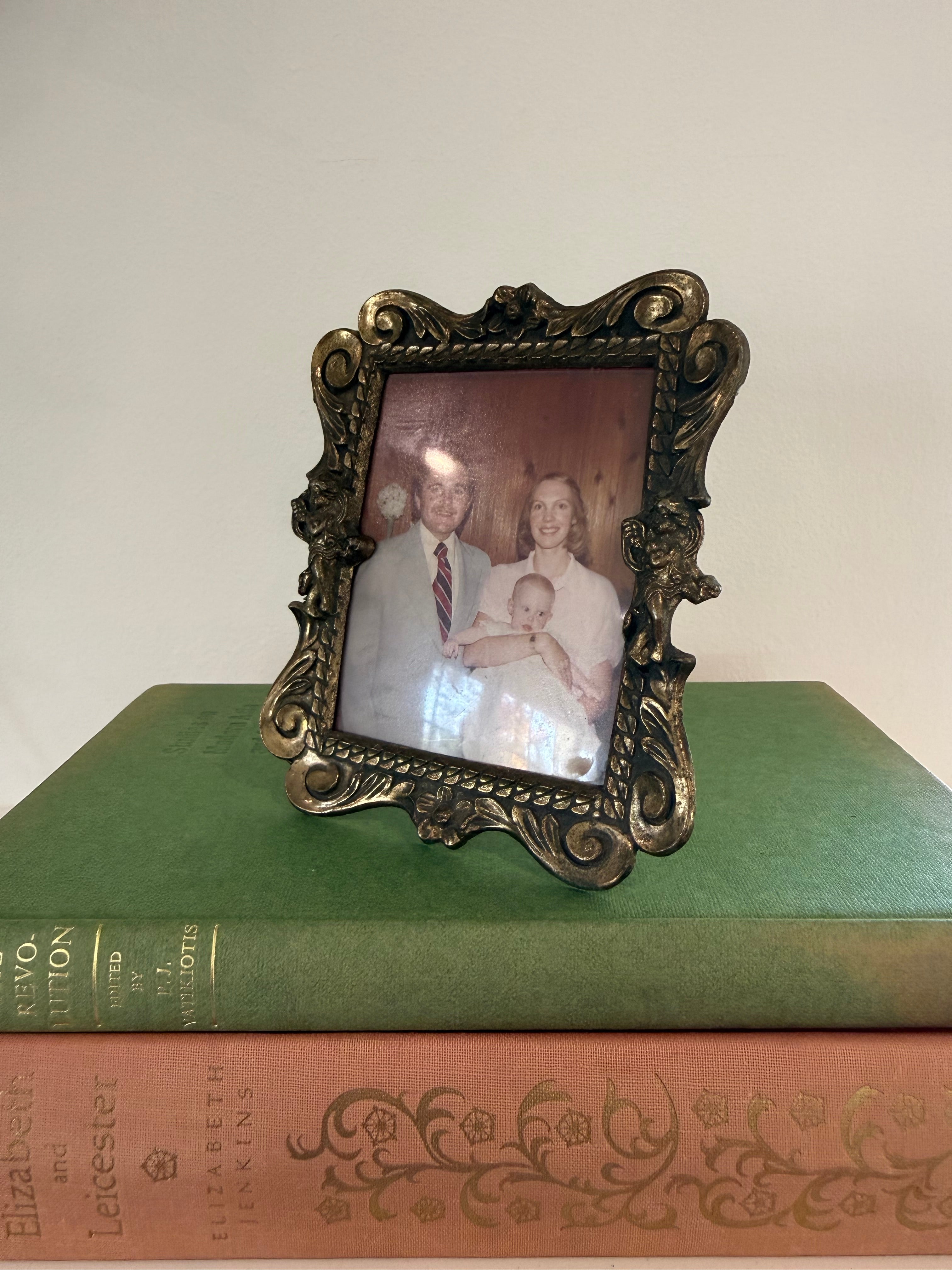 Vintage Ornate Brass-Tone Mini Picture Frame 4x5
