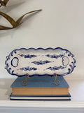 Vintage Blue & White Hand Painted Ceramic Tray RC & Cal Da Juncal Porto De Mos Portugal