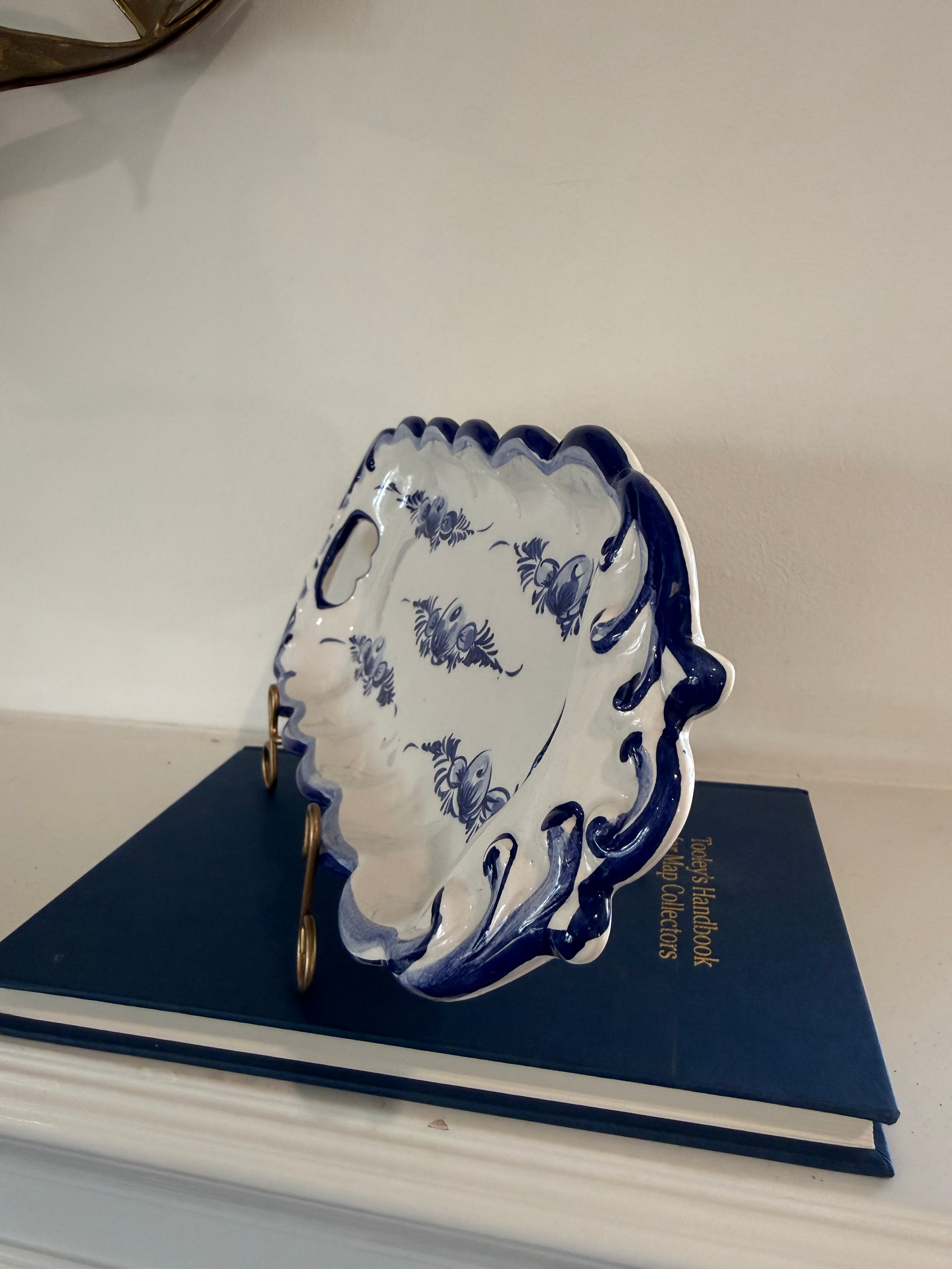 Vintage Blue & White Hand Painted Ceramic Tray RC & Cal Da Juncal Porto De Mos Portugal