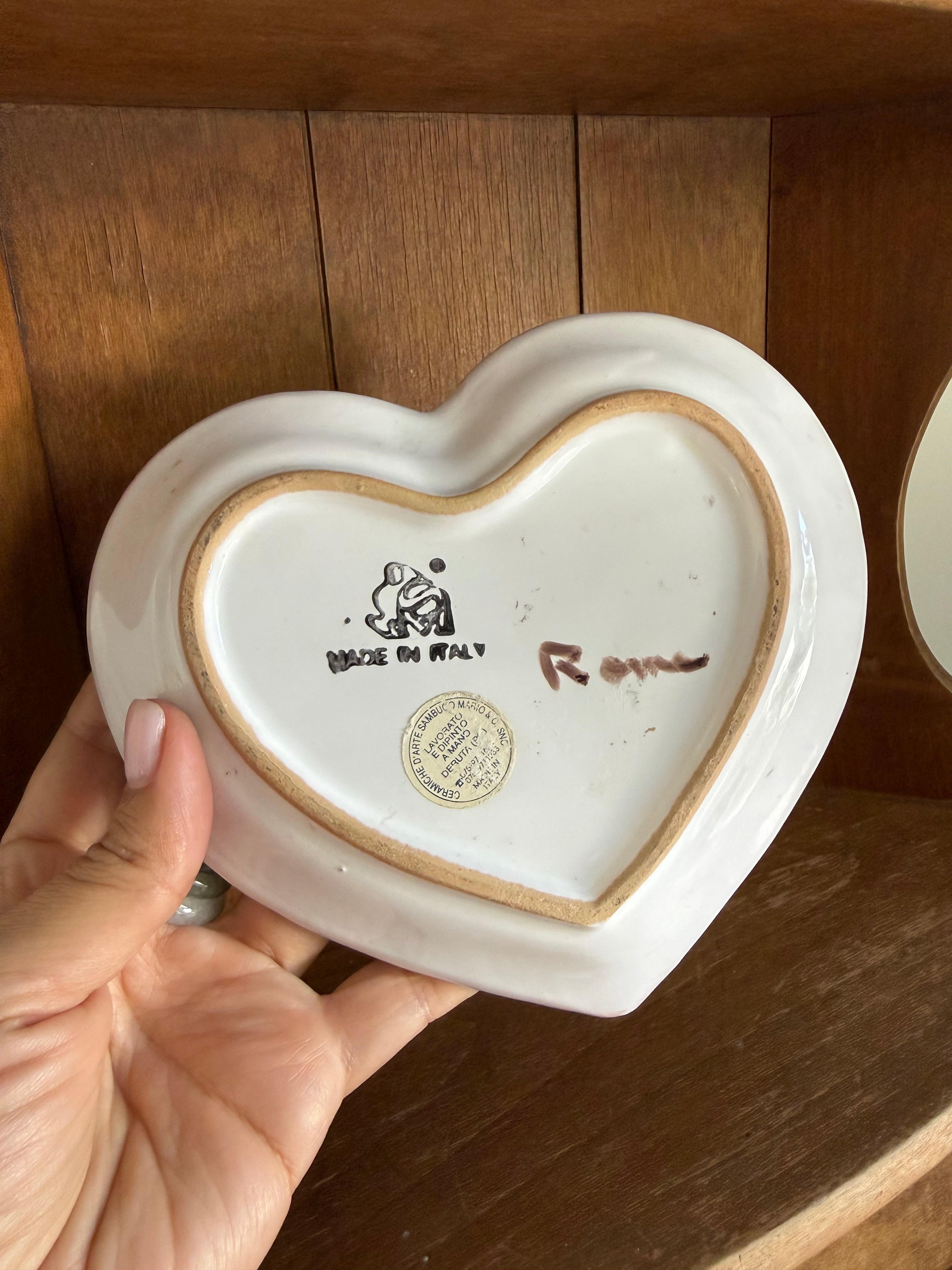 Sambuco Mario Studio Pottery Heart Plate Colored Arabesque Italy Artisan Ceramic