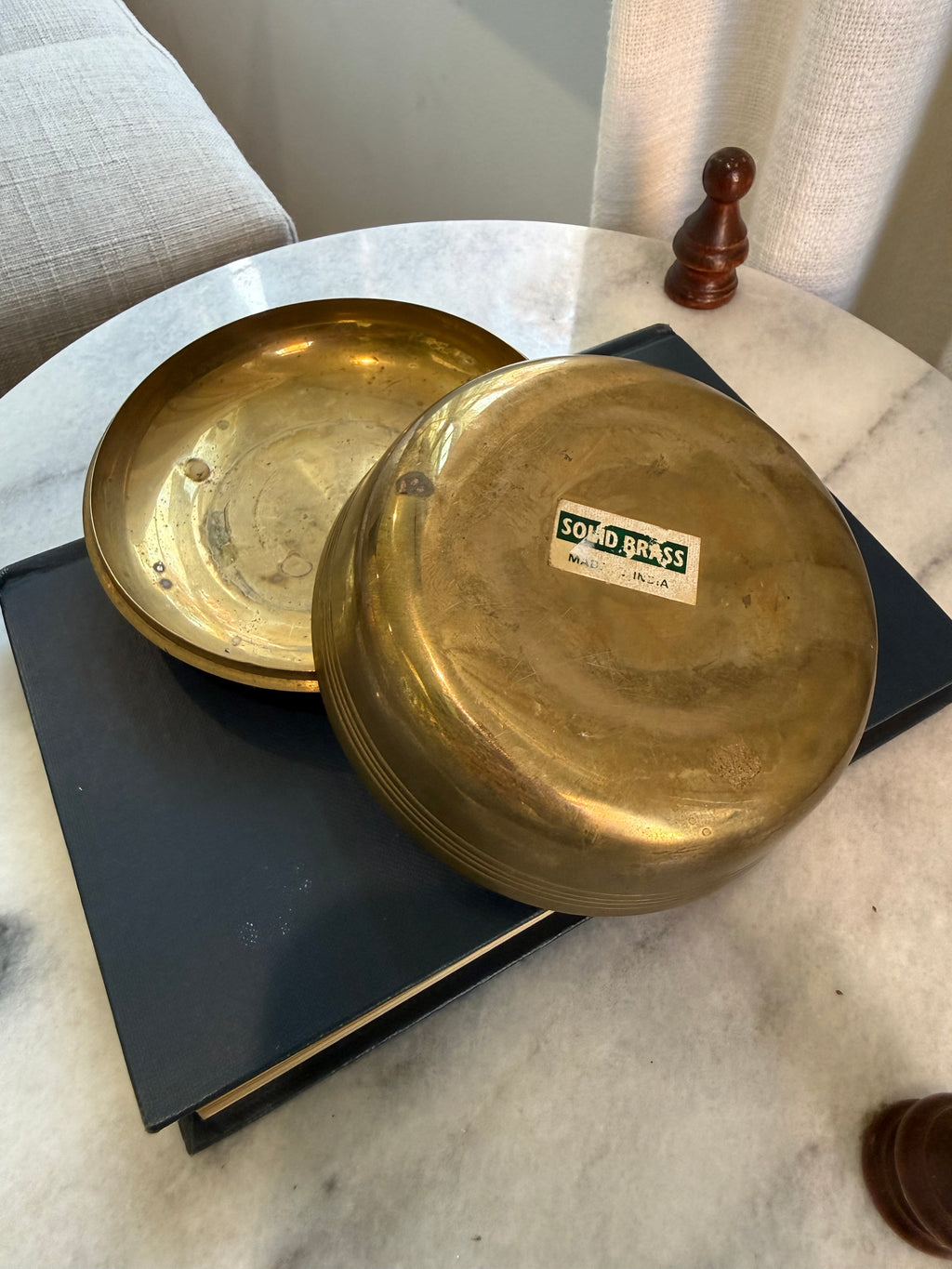 Solid Brass 4" Enameled Trinket Dish, Made in India