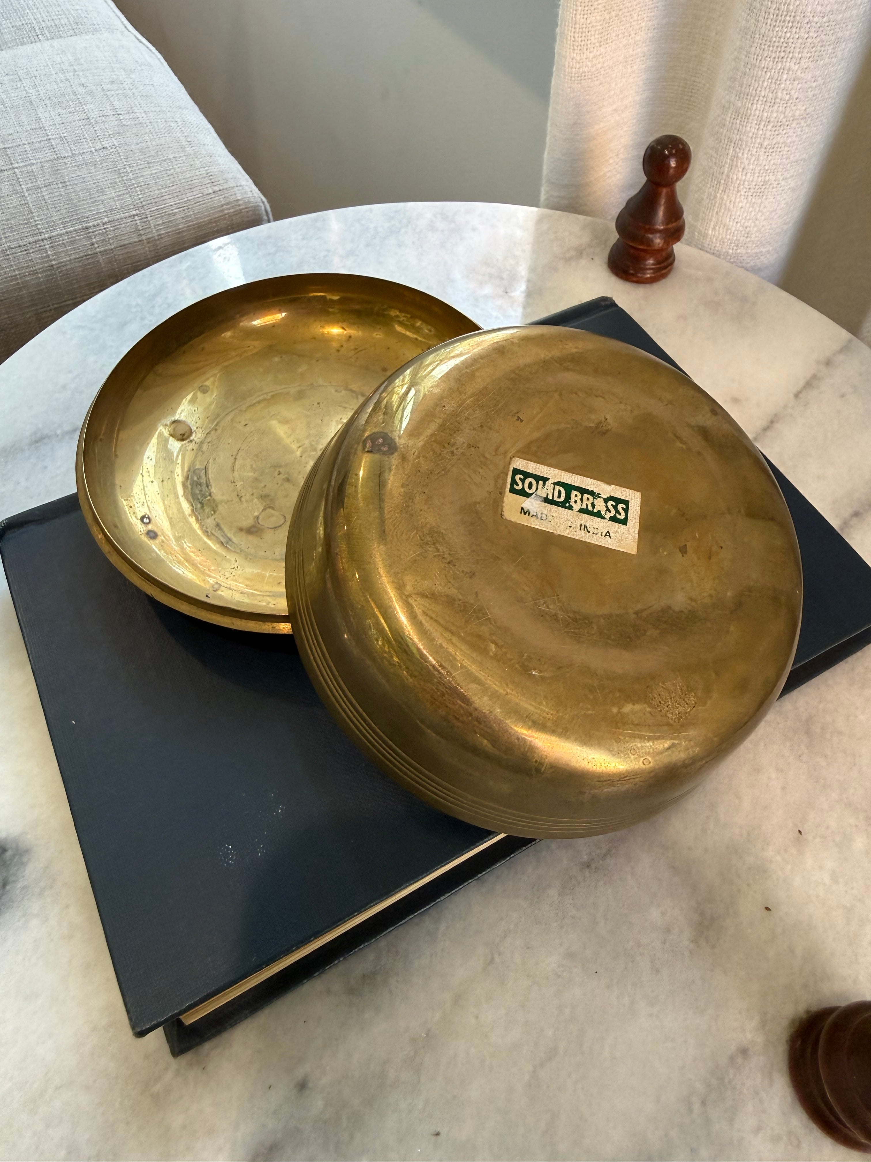 Solid Brass 4" Enameled Trinket Dish, Made in India