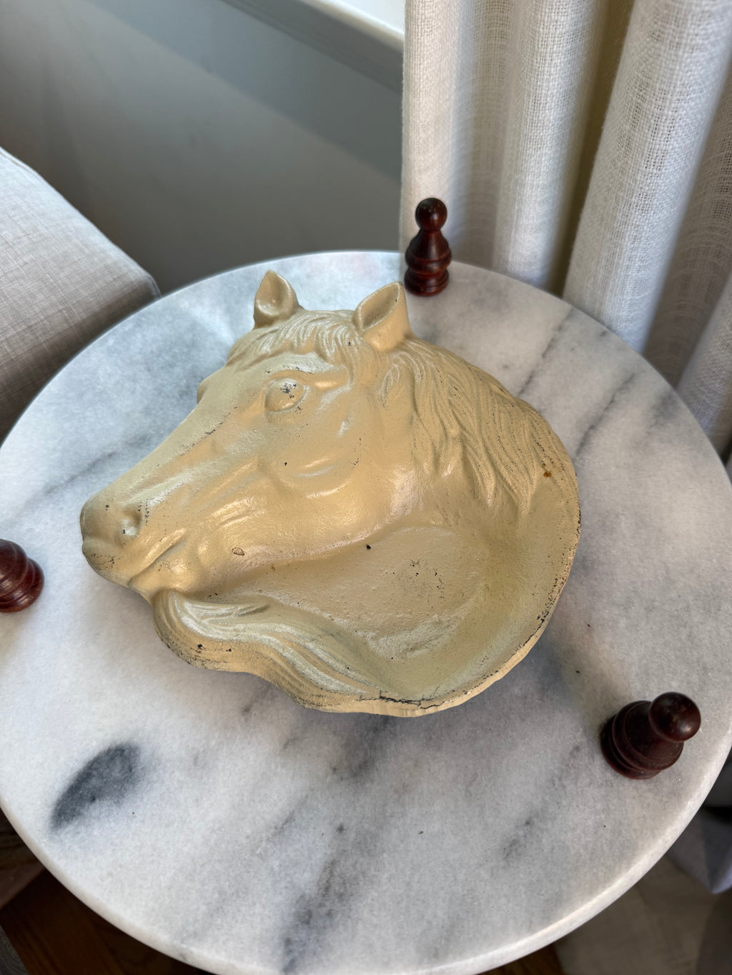 Vintage Cast Iron Horse Head Catchall Tray - Equestrian Valet Trinket Dish