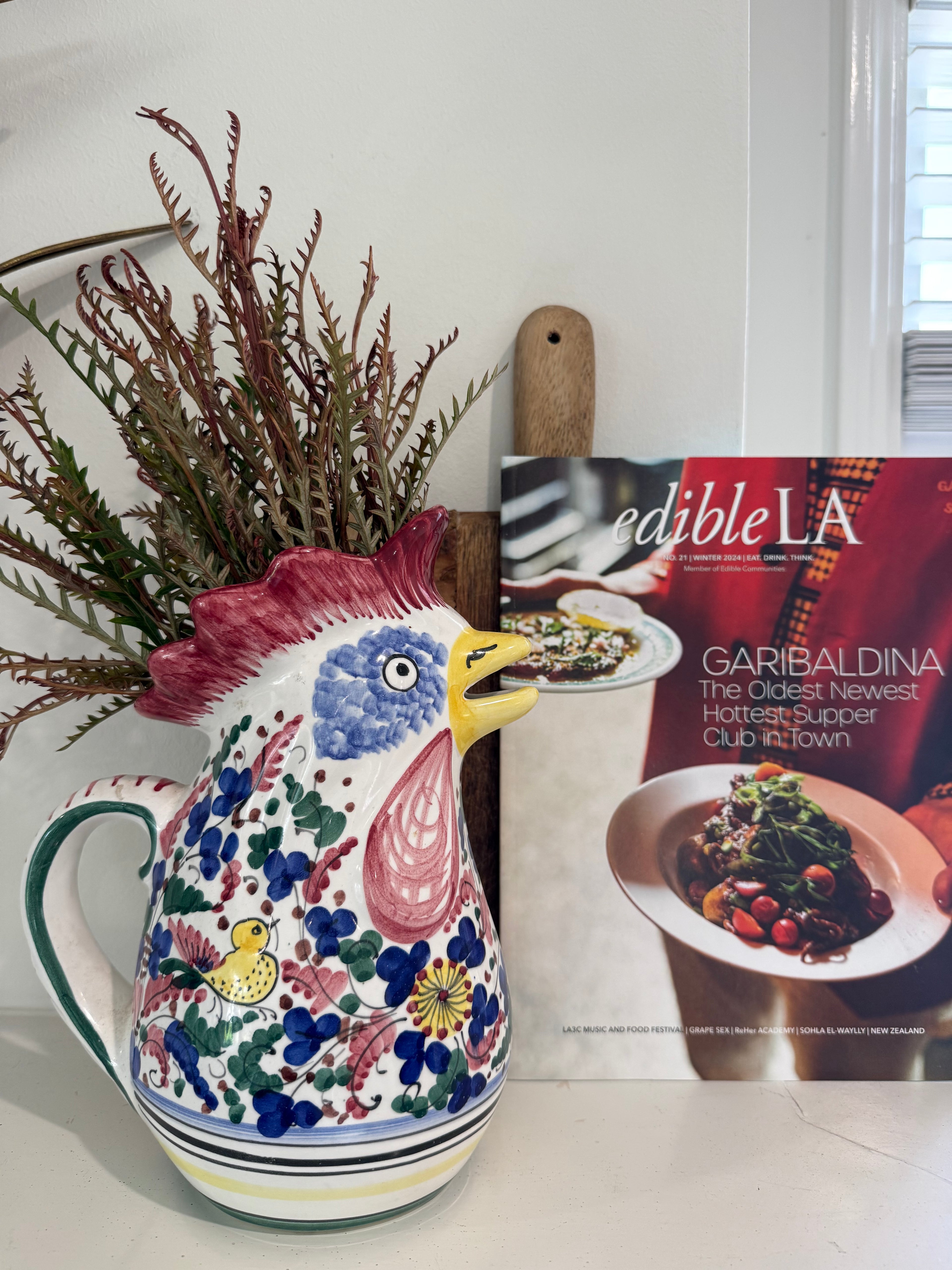 Hand-Painted Deruta Rooster Pitcher “Gallo Jug”