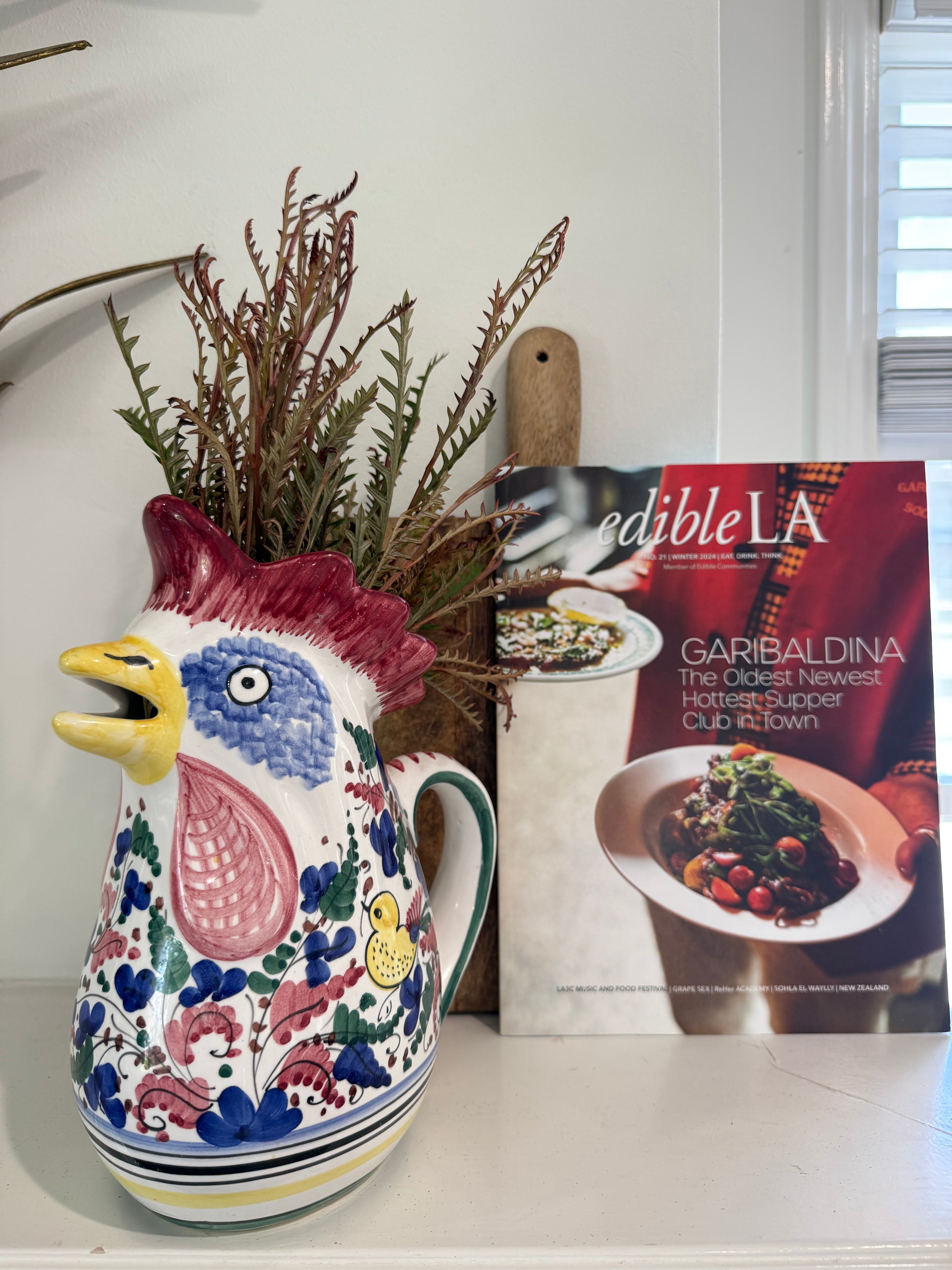 Hand-Painted Deruta Rooster Pitcher “Gallo Jug”