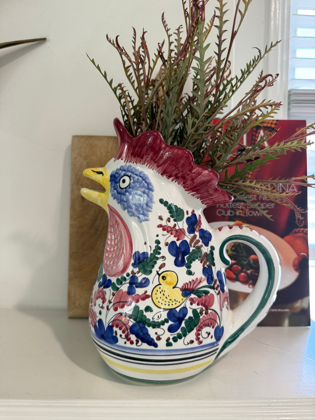 Hand-Painted Deruta Rooster Pitcher “Gallo Jug”