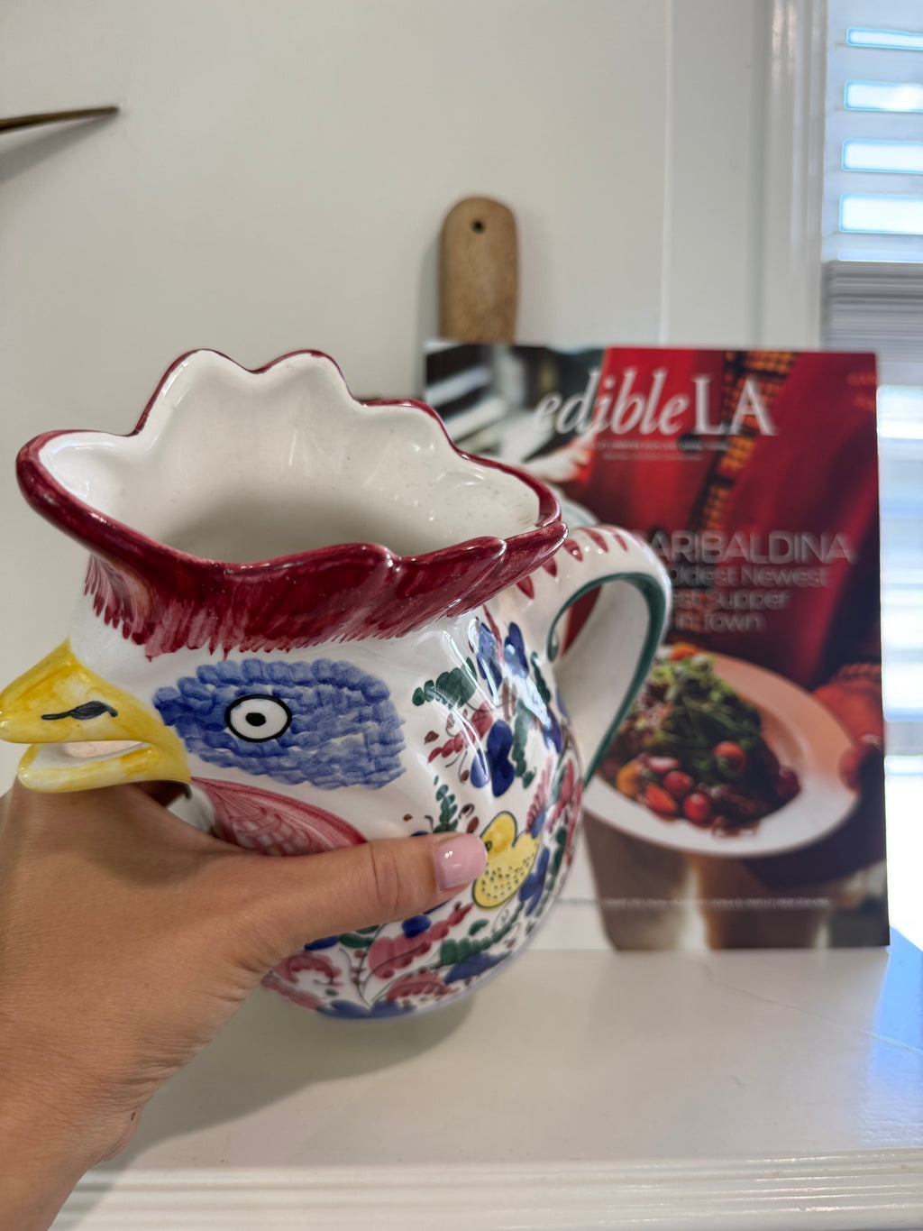 Hand-Painted Deruta Rooster Pitcher “Gallo Jug”