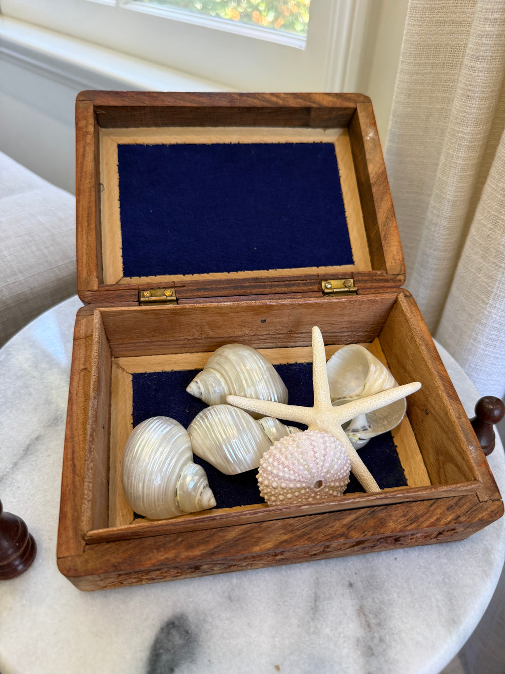 Vintage Hand-Carved Floral Wood Keepsake Box