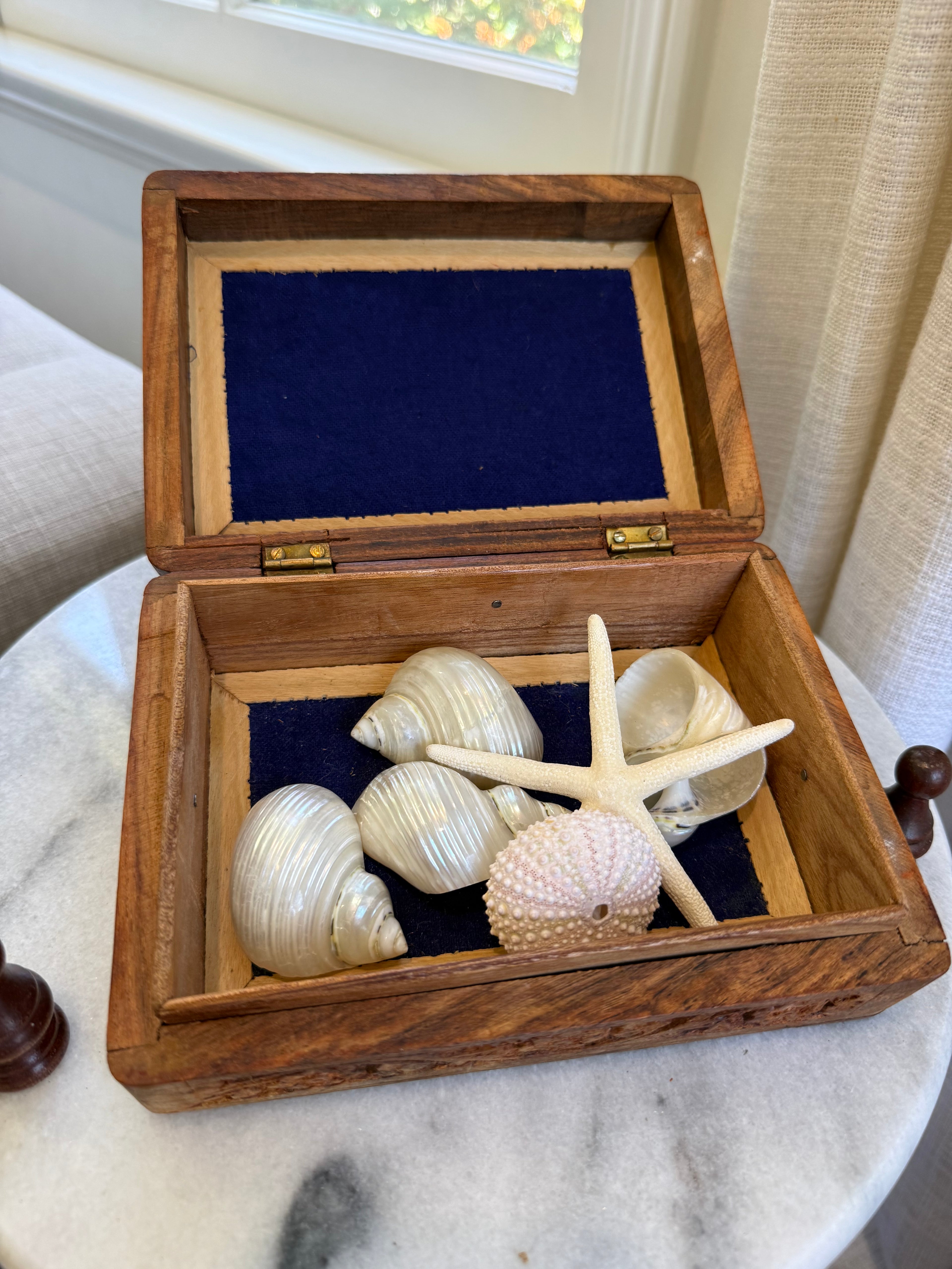 Vintage Hand-Carved Floral Wood Keepsake Box