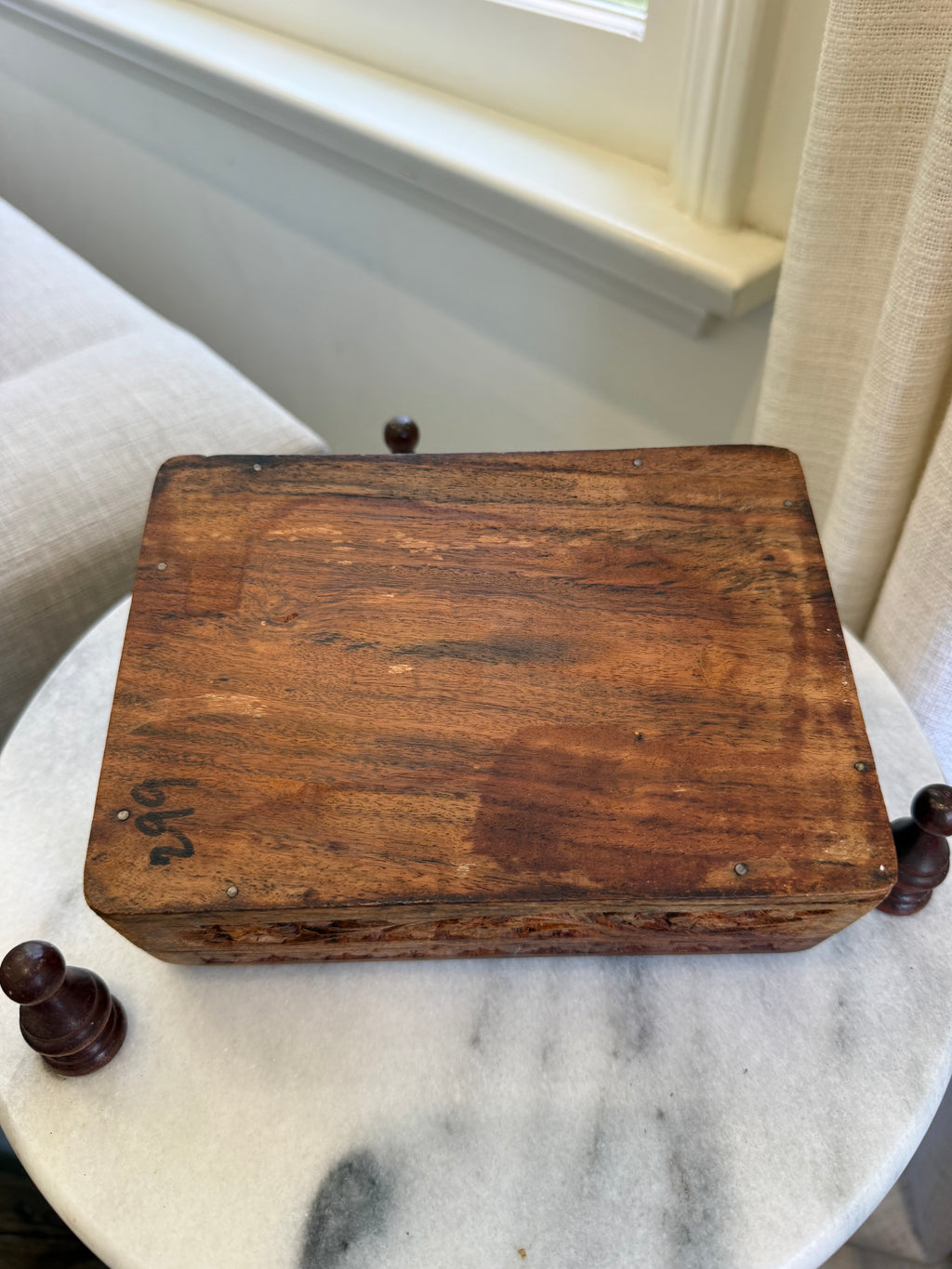 Vintage Hand-Carved Floral Wood Keepsake Box