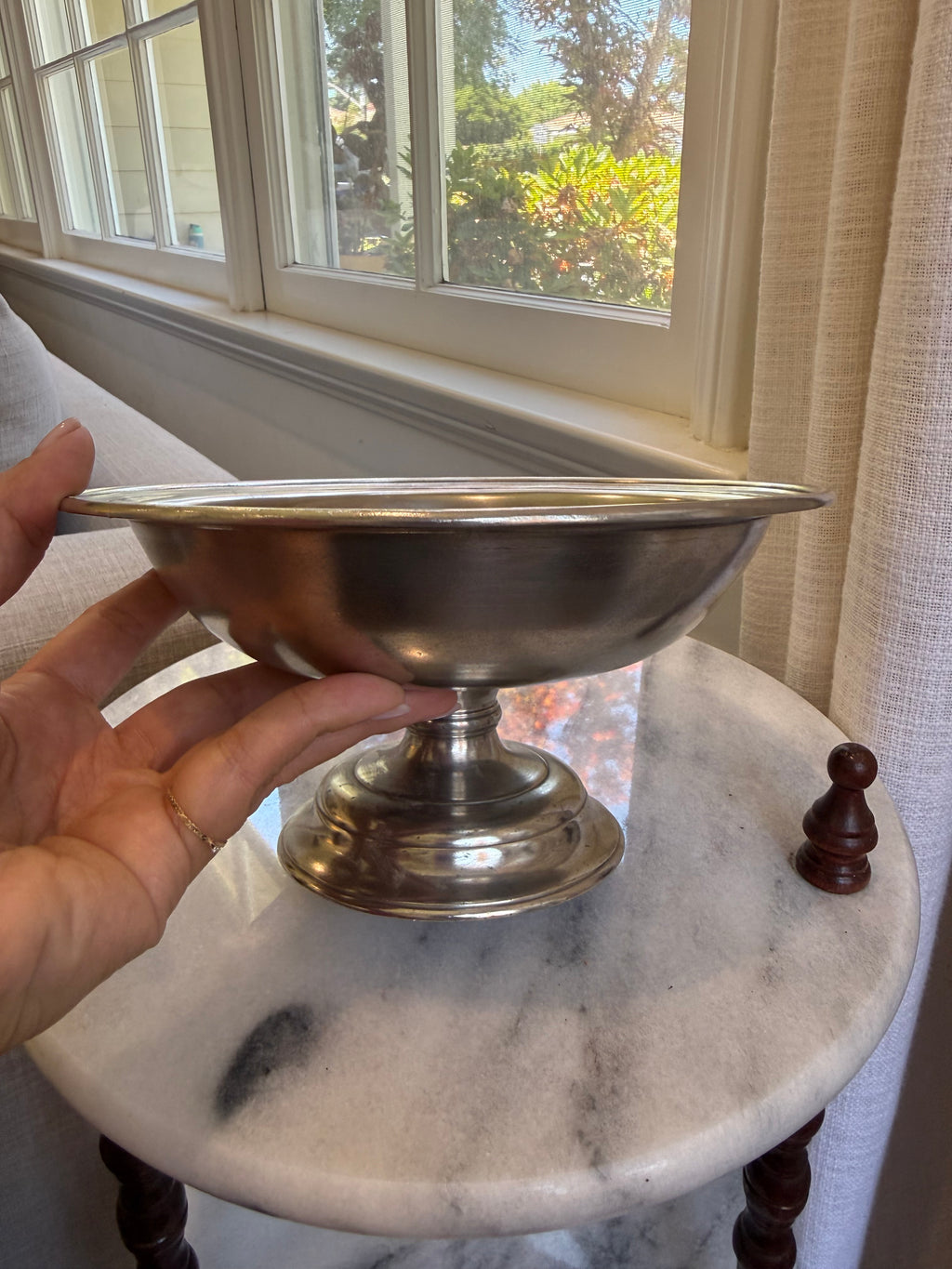 MATCH Pewter Italy Cosi Tabellini Pedestal Serving Bowl, Footed