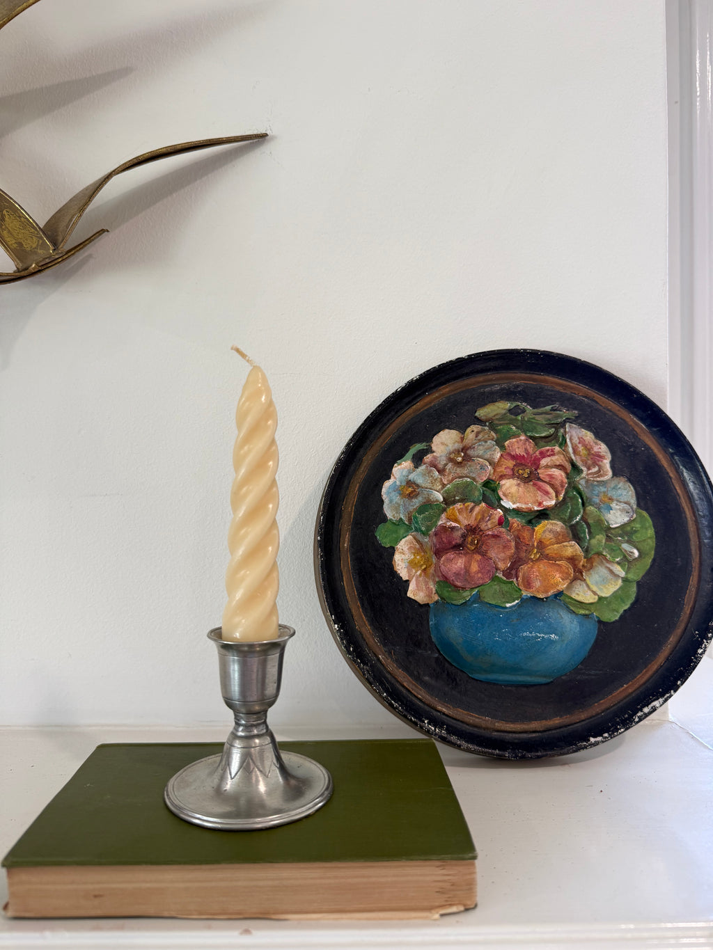 Vintage MATCH Italian Pewter Candle Holder