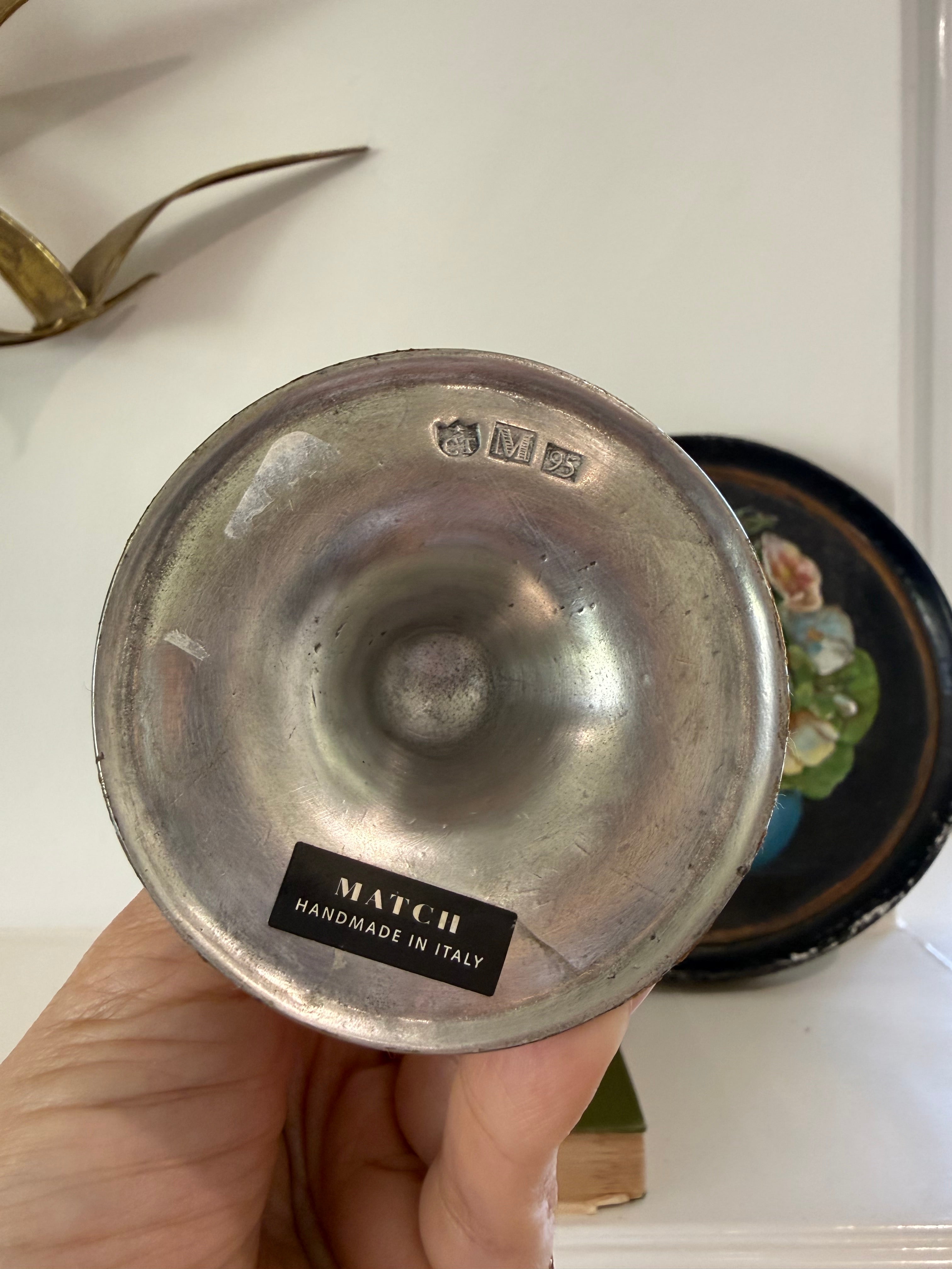 Vintage MATCH Italian Pewter Candle Holder