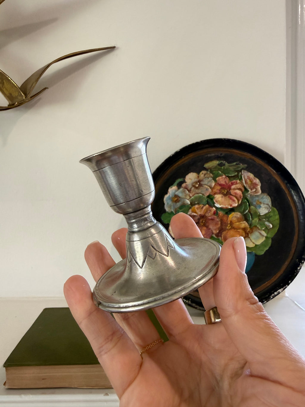 Vintage MATCH Italian Pewter Candle Holder
