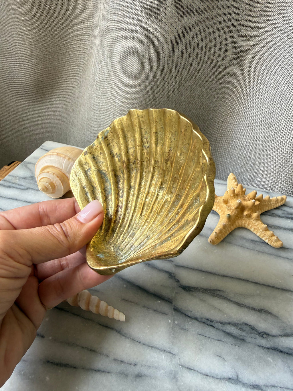 Vintage Brass Scallop Shell Trinket Dish