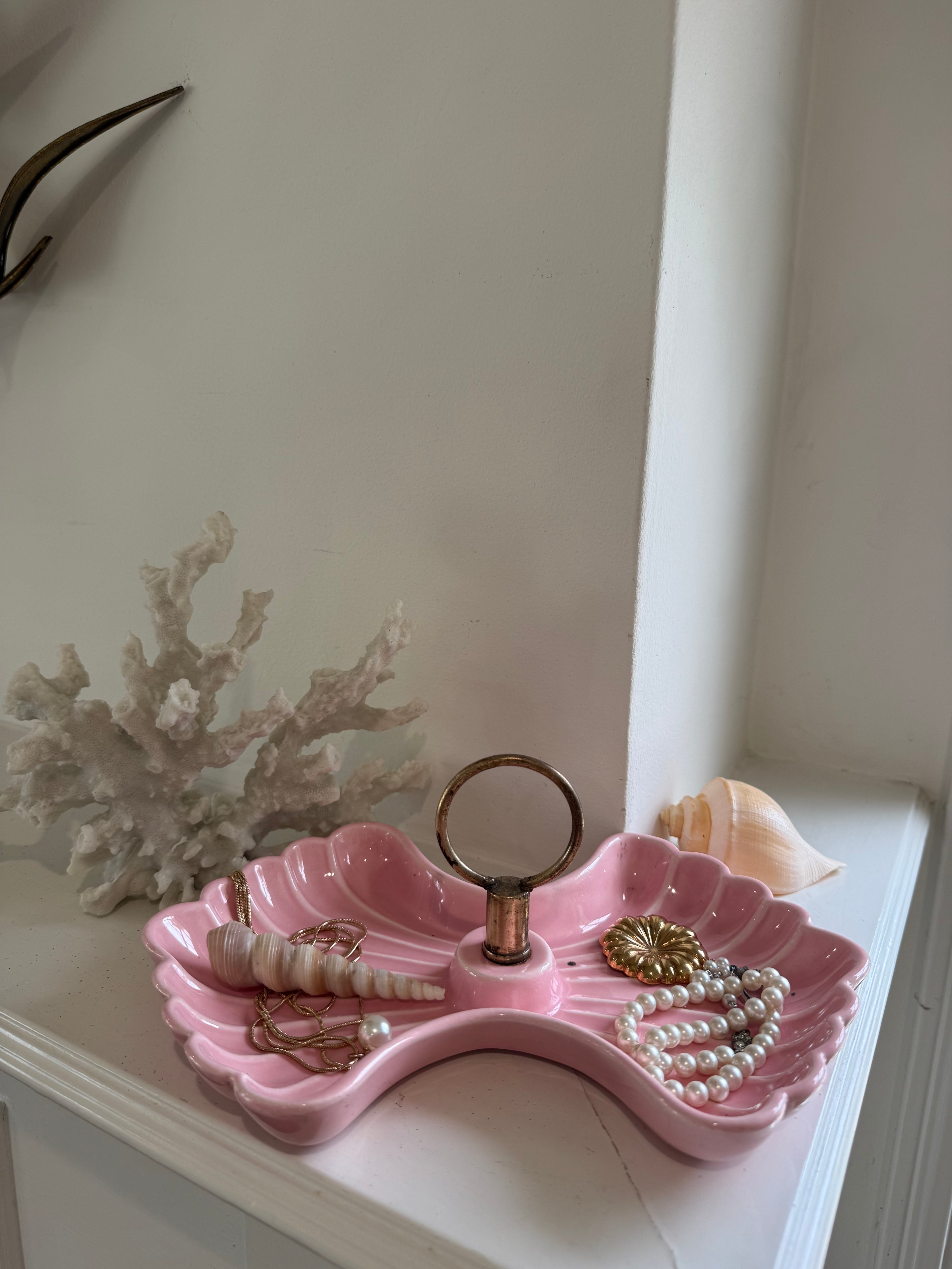 Vintage 1957 Miramar of California Pink Shell Relish Tray