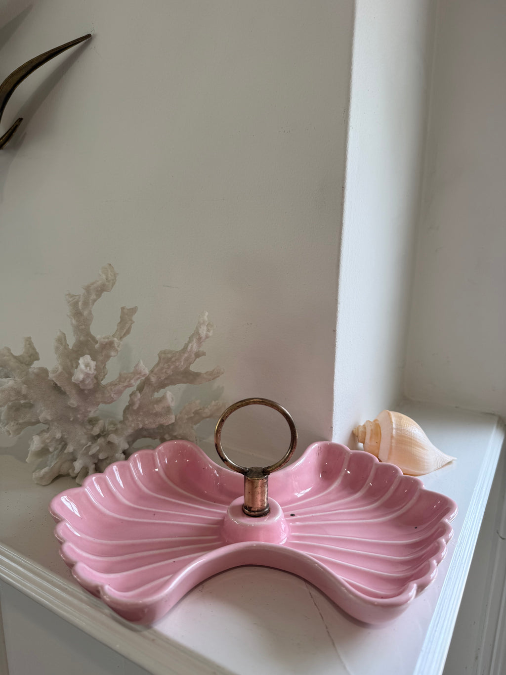 Vintage 1957 Miramar of California Pink Shell Relish Tray